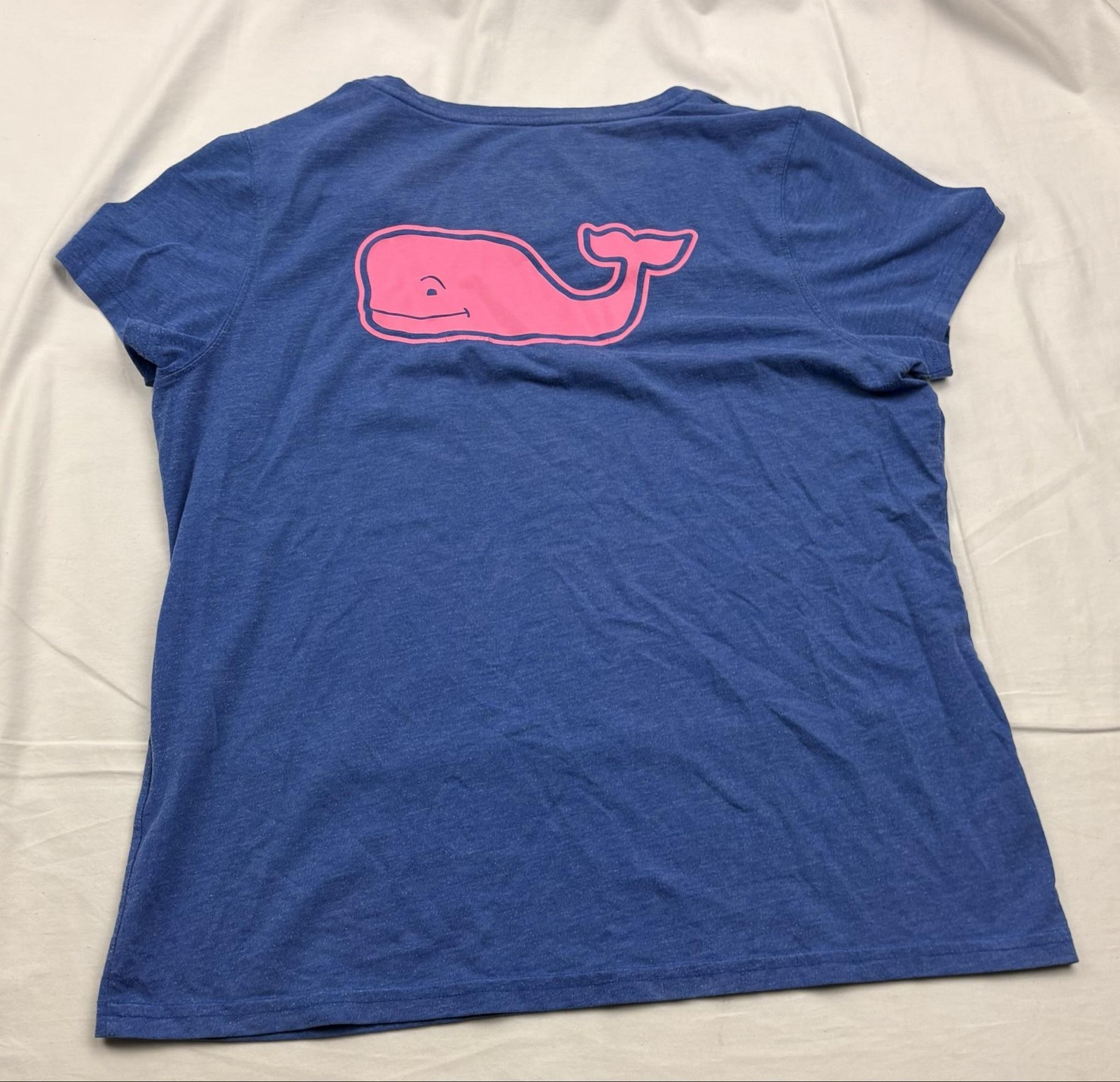 Vineyard Vines Whale Pocket Shirt Womens Large Blue Graphic Logo Tee T-Shirt