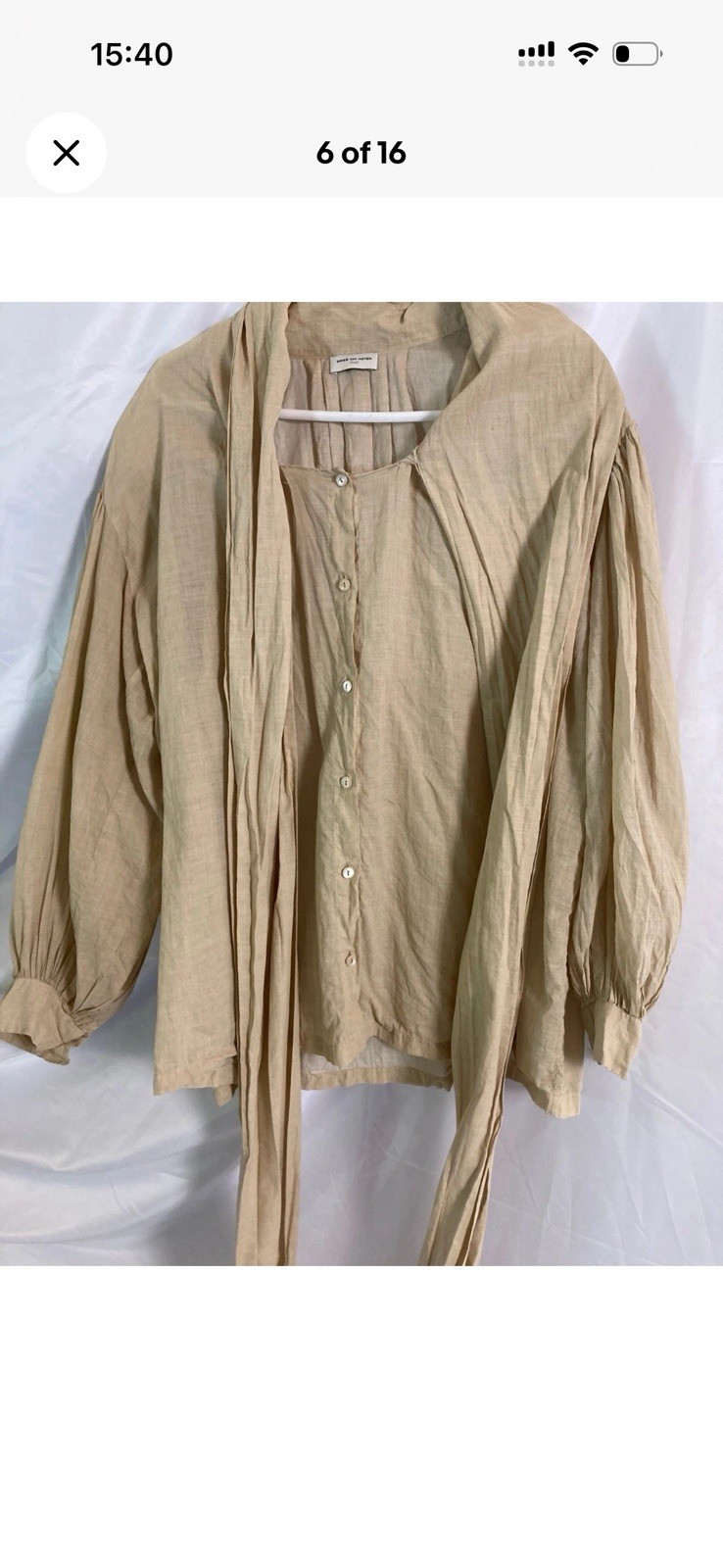 Vintage Dries Van Noten Oversized Blouse Attached Scarf Sash | Made in Italy