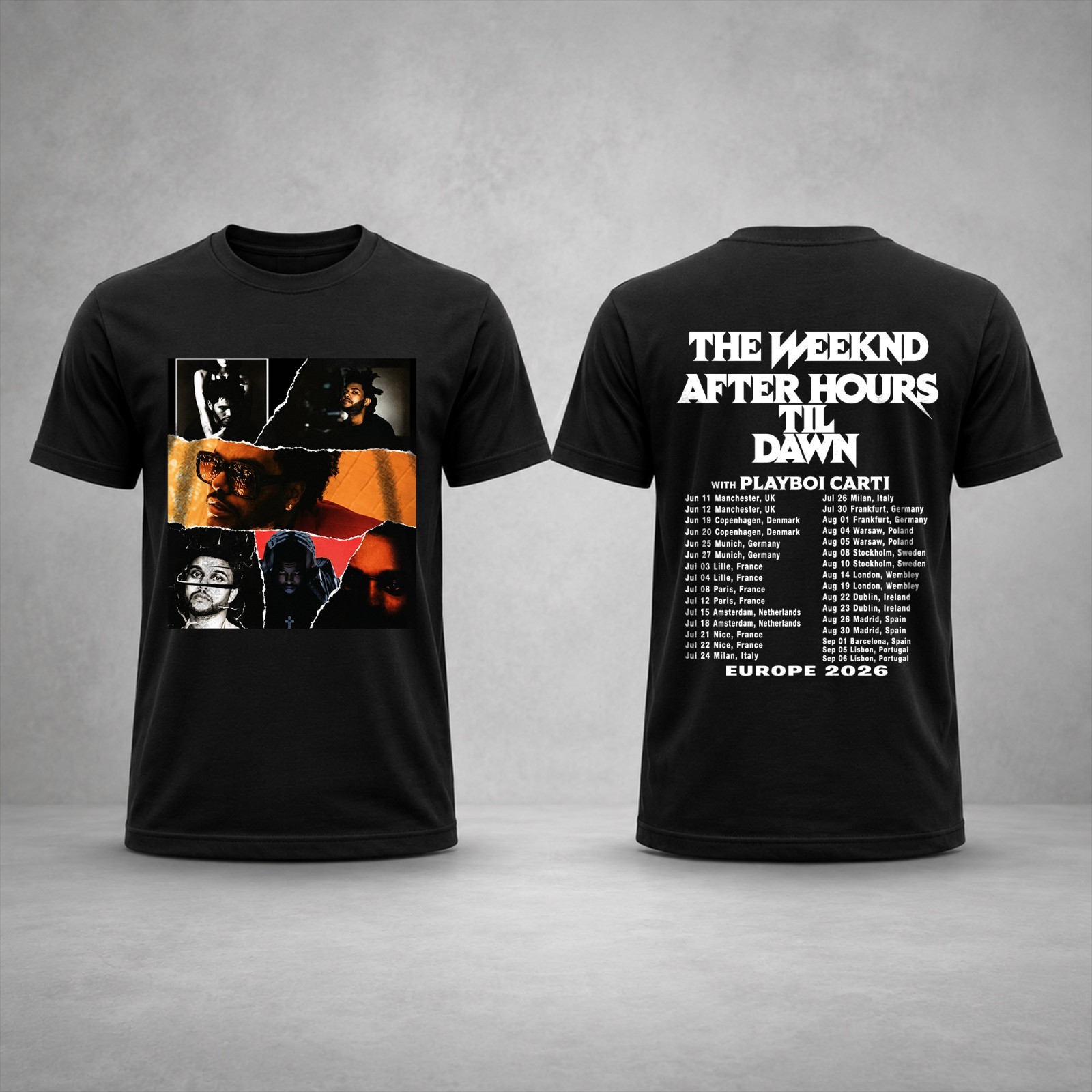 The Weeknd Inspired After Hours Til Dawn Europe 2026 Tour Dates Music Fan Tee