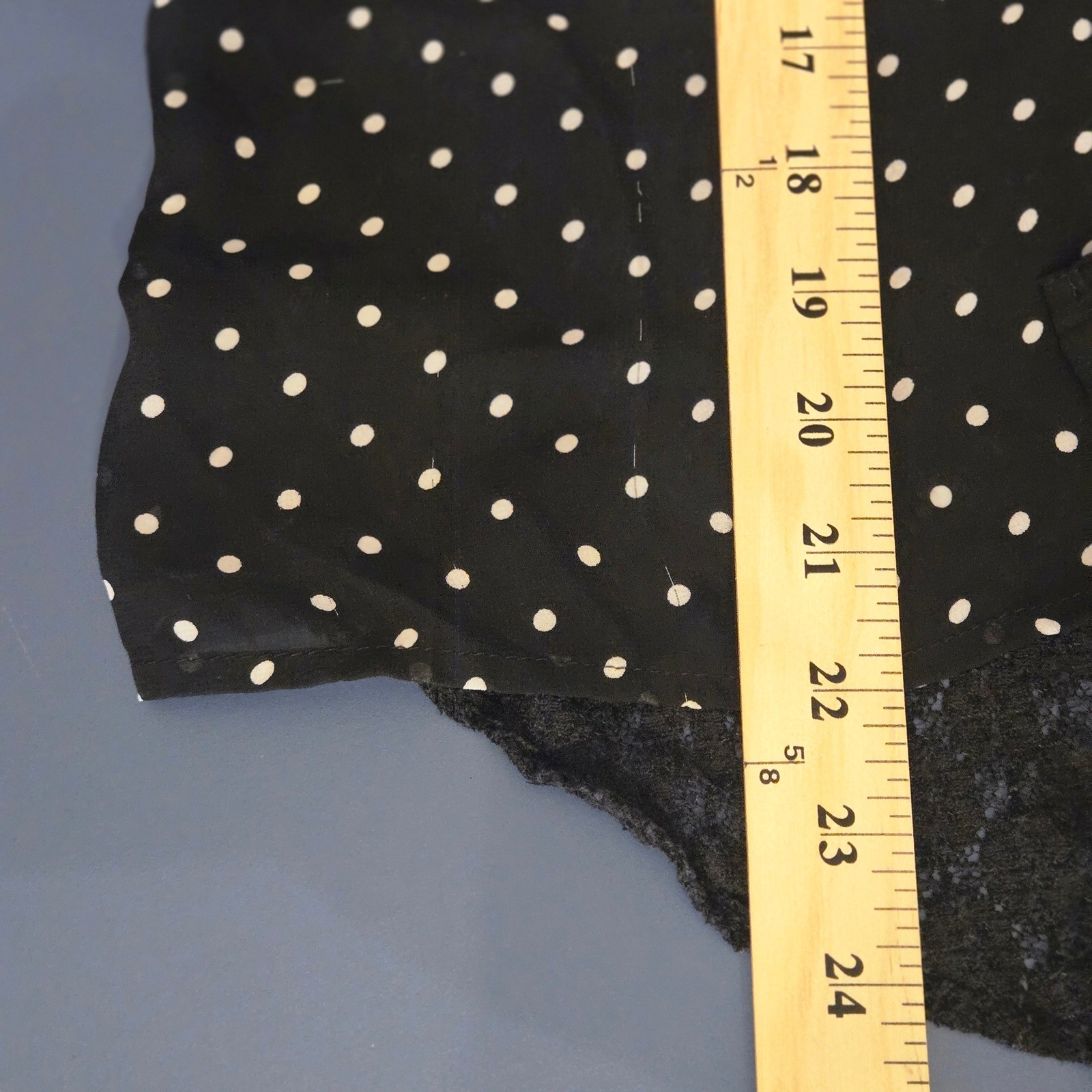 Black Polka Dot Button Down Lace Back Roll Tab Sleeve Blouse Small Whimsigoth