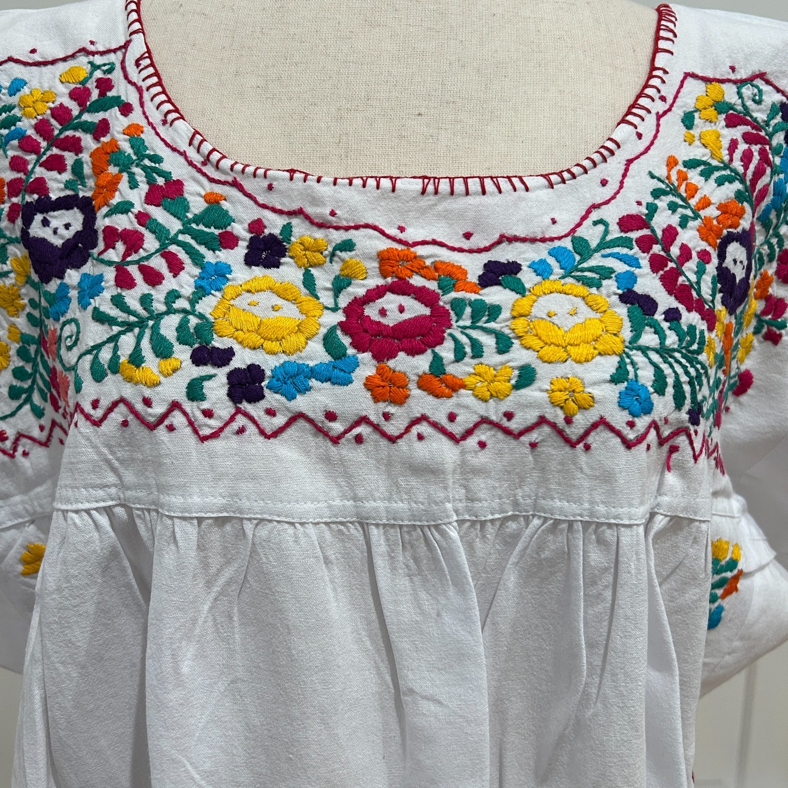 Sandra Blouse From San Antonino Oaxaca mexico. Artisan Top, Boho, short sleeve.