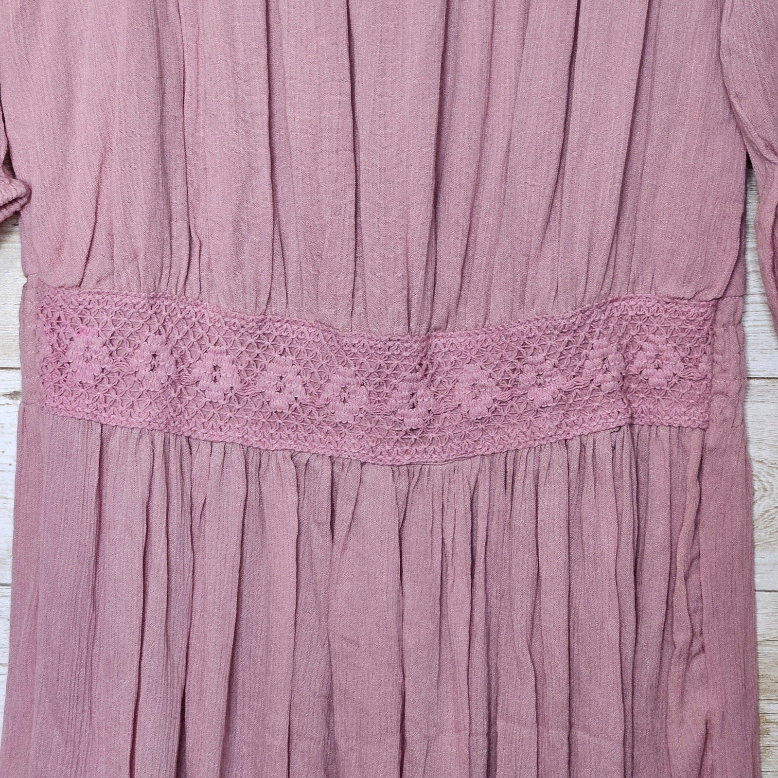 Soft Surroundings Tunic Womens M Pastel Pink Crochet Blouse Cottagecore Boho