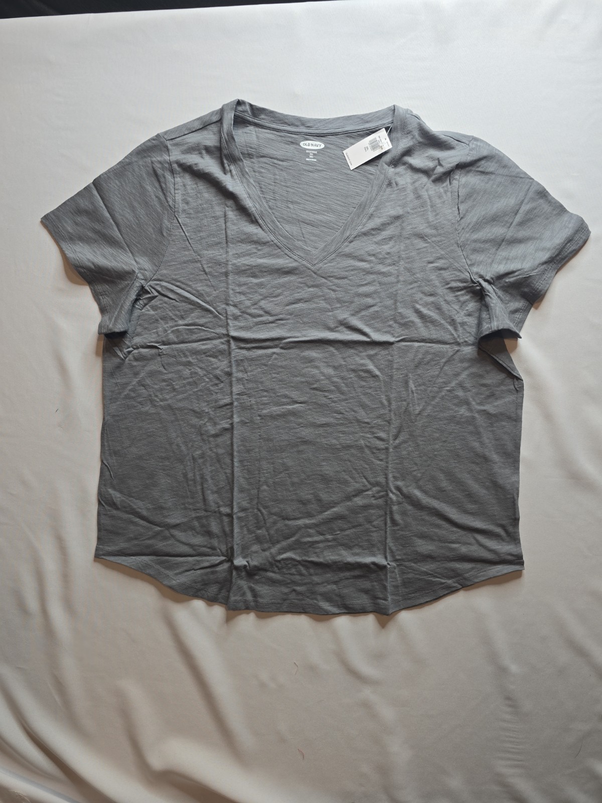 OLD NAVY EveryWear V-Neck Slub-Knit Cotton T-Shirt- Gray-Size XXL