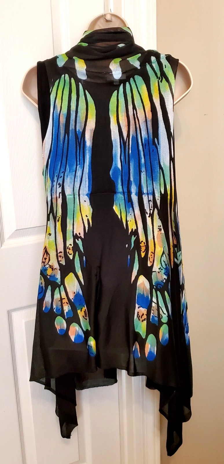 Butterfly Waterfall Duster Vest Open Front Art to Wear