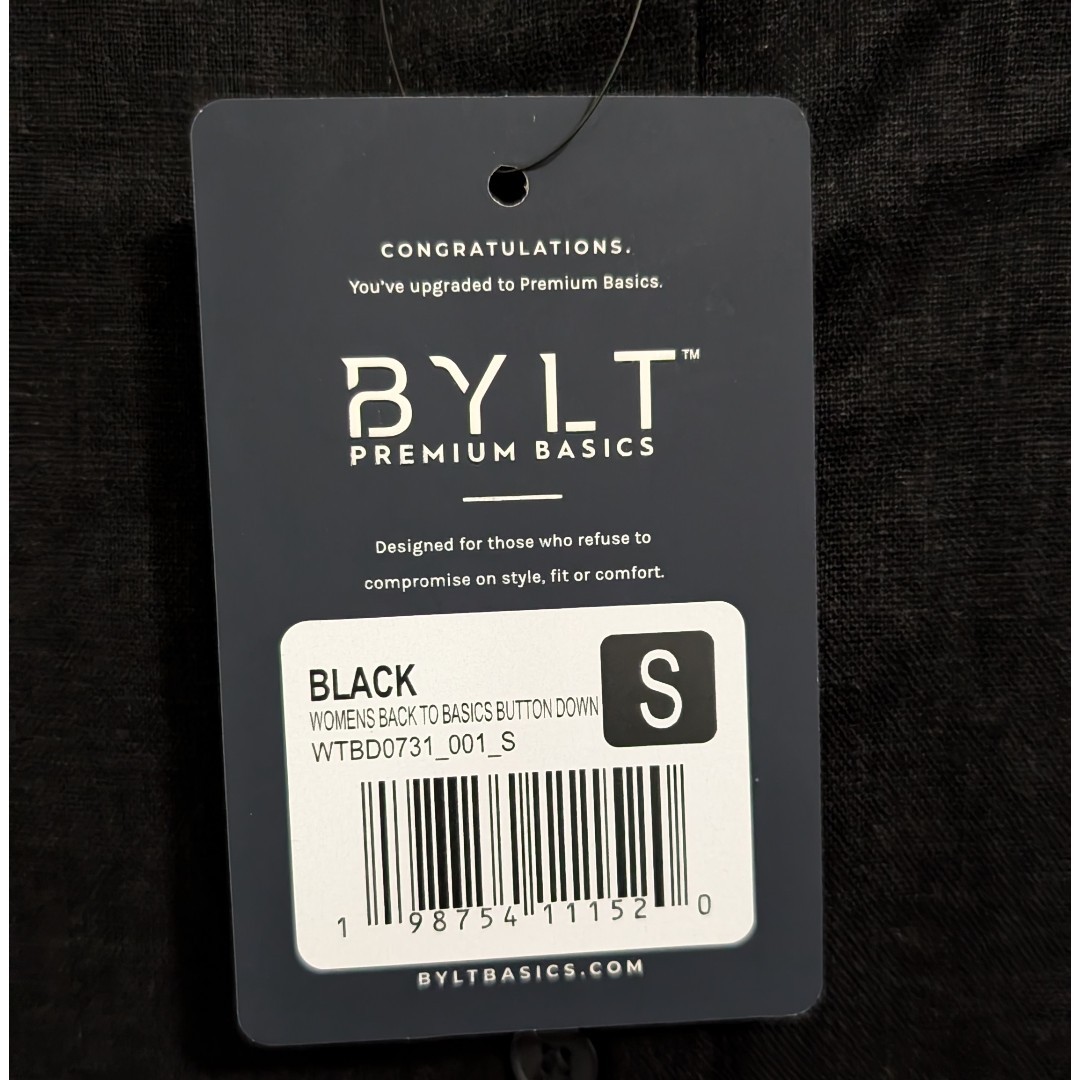 BYLT Premium Basics Women’s Black Linen Blend Button Down Shirt Small NWT