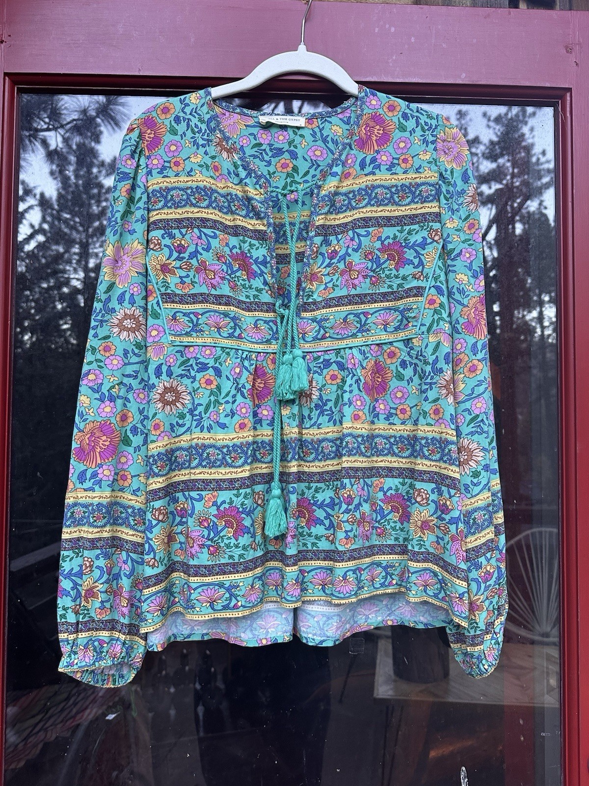 EUC Spell and the Gypsy Collective Folktown Blouse Turquoise Boho S
