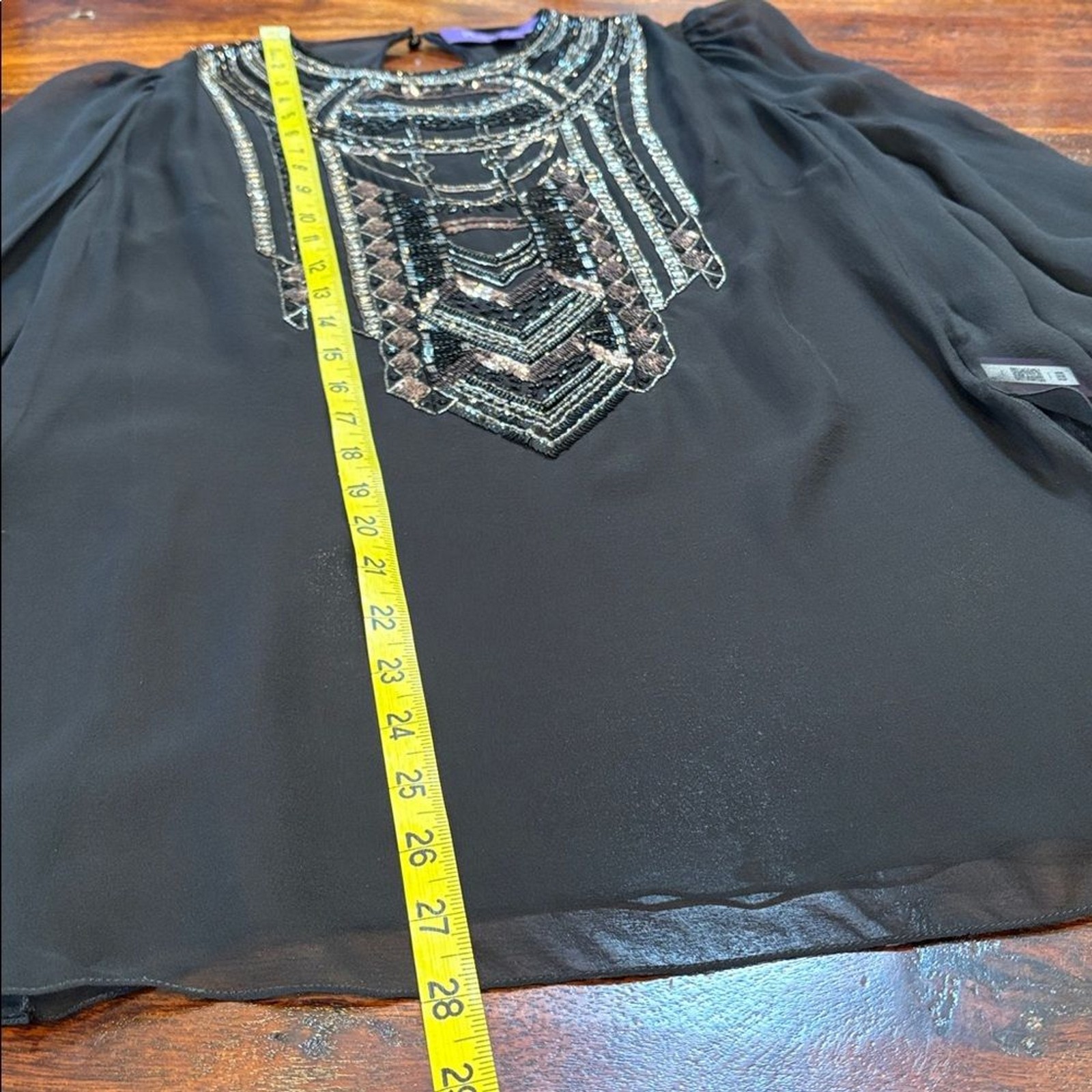 Ralph Lauren Collection Black Esmerelda Embellished Beaded Chiffon Blouse size 2