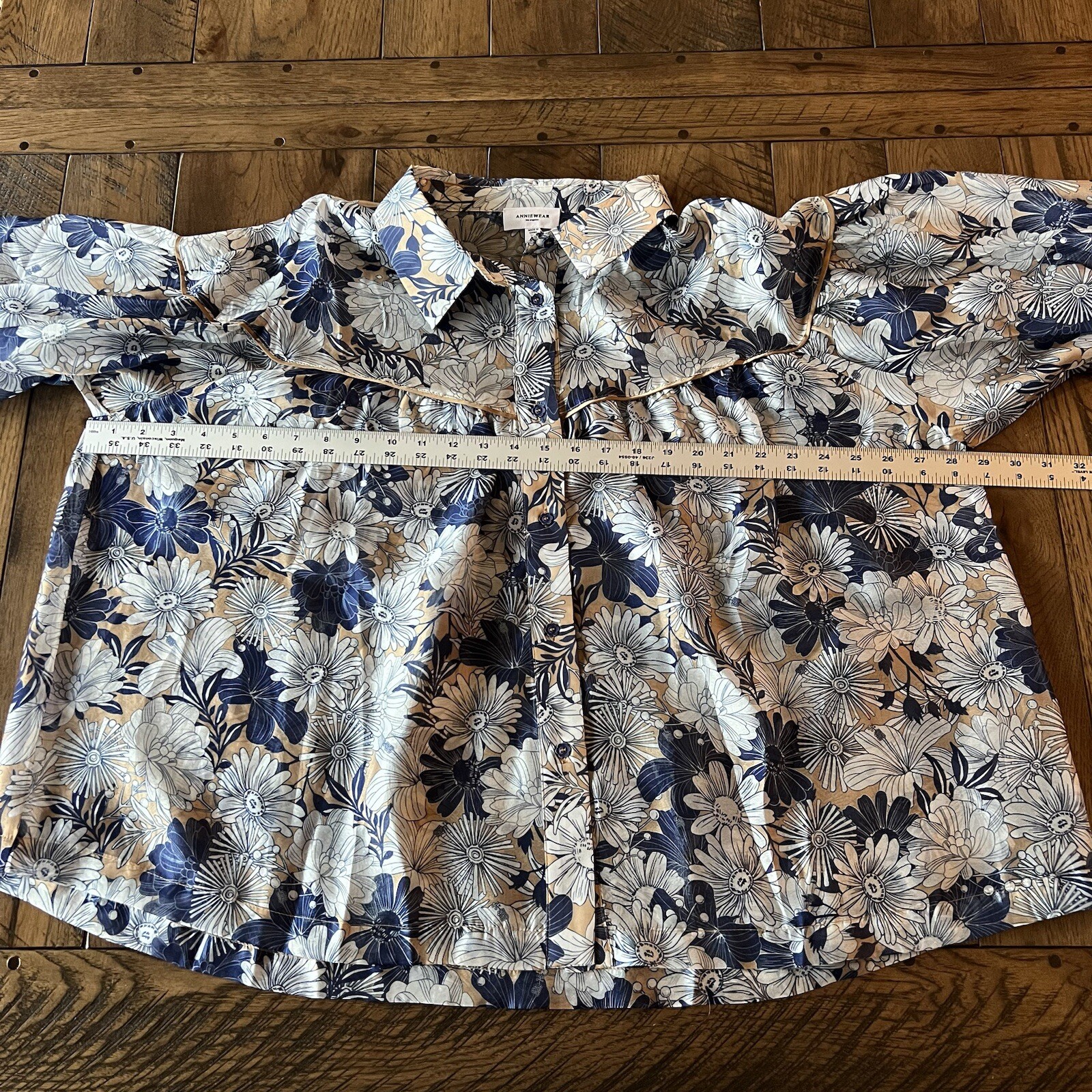 Anniewear Blouse Floral Wynn Top Women’s Size XL Sheer Button Classy Office