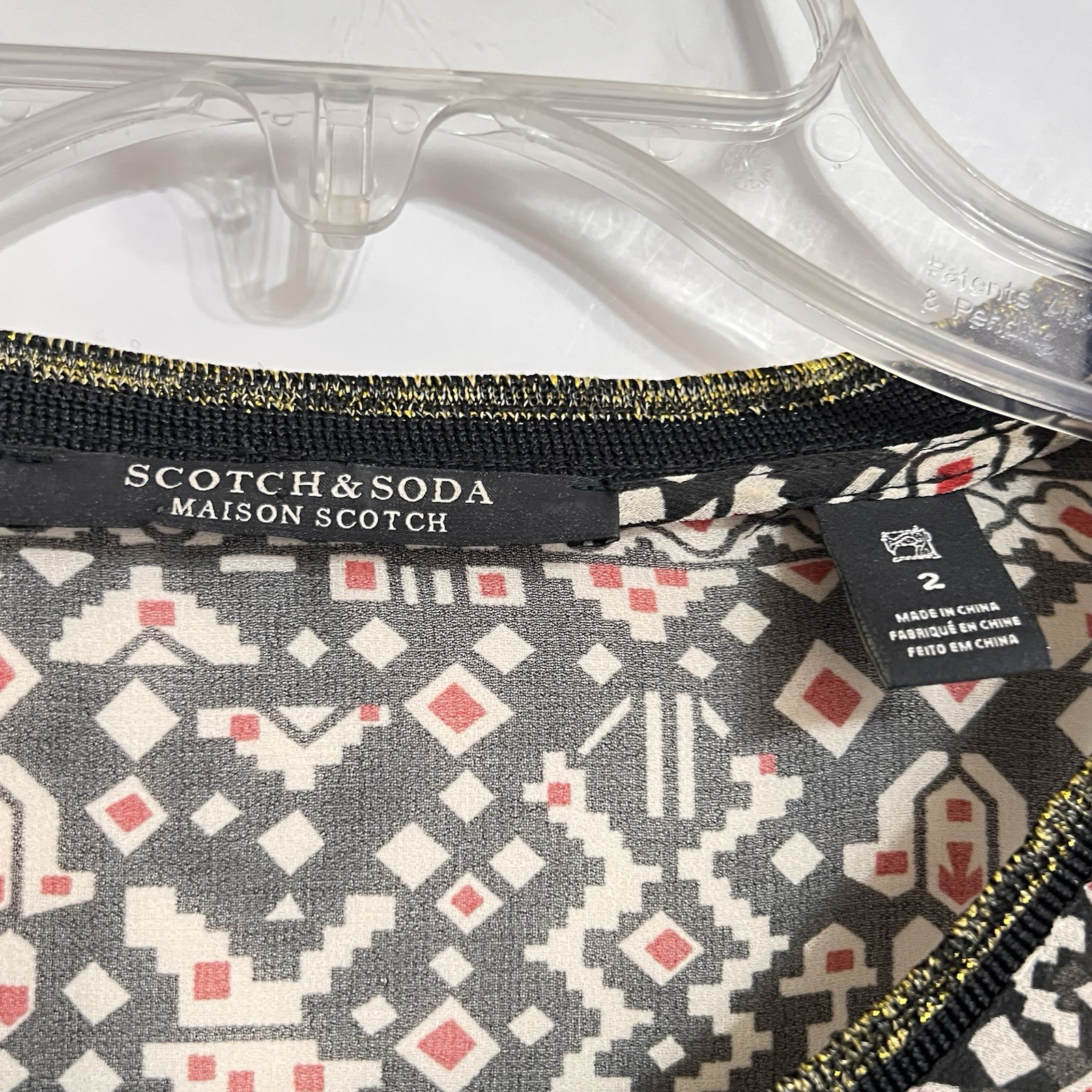 Scotch & Soda Geometric Aztec Sheer Blouse Womens 2 Multiprint Boho Art To Wear