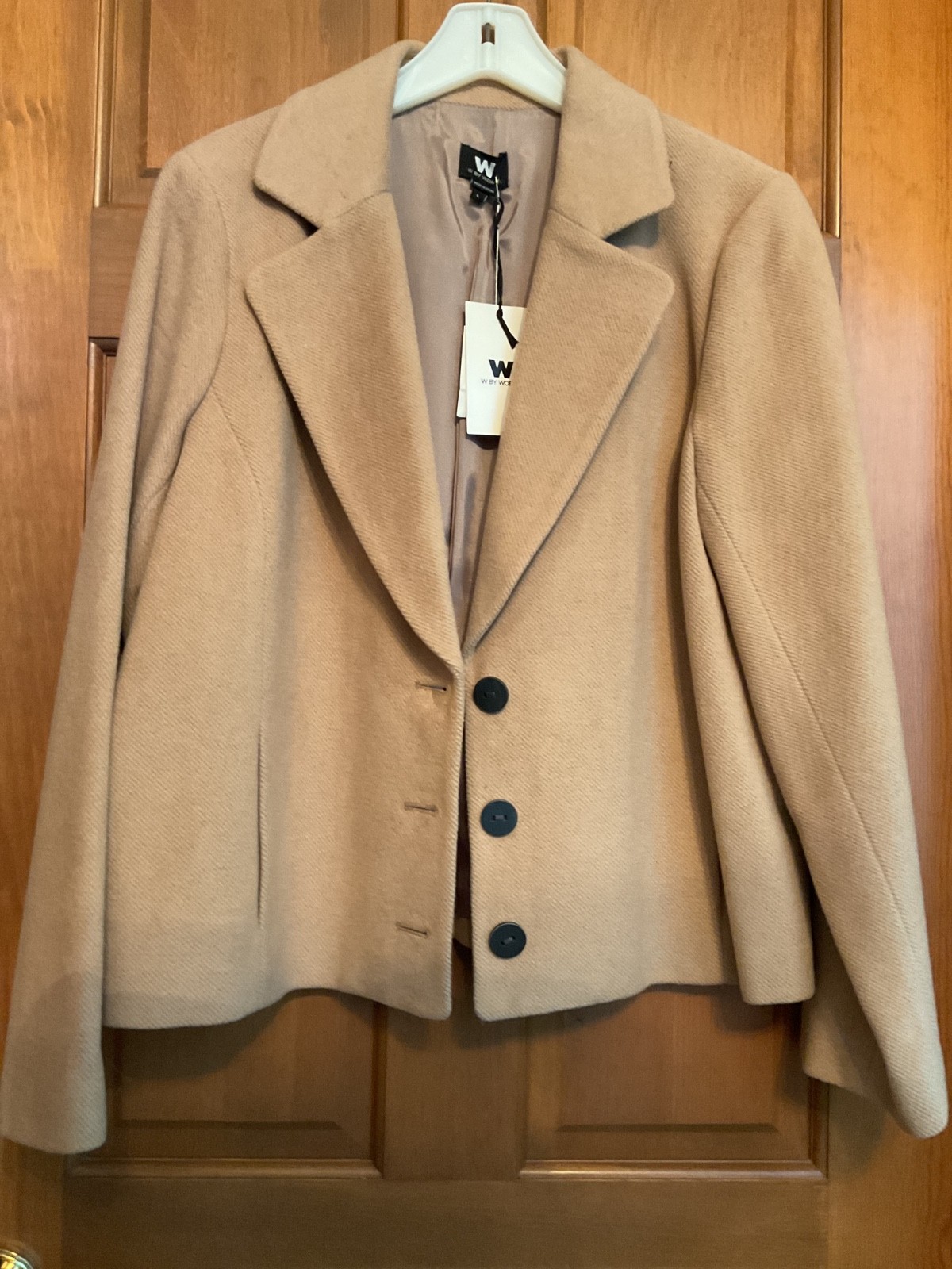 Women’s W By Worth beige lined Cotton/Wool blend twill jacket size L, NWT