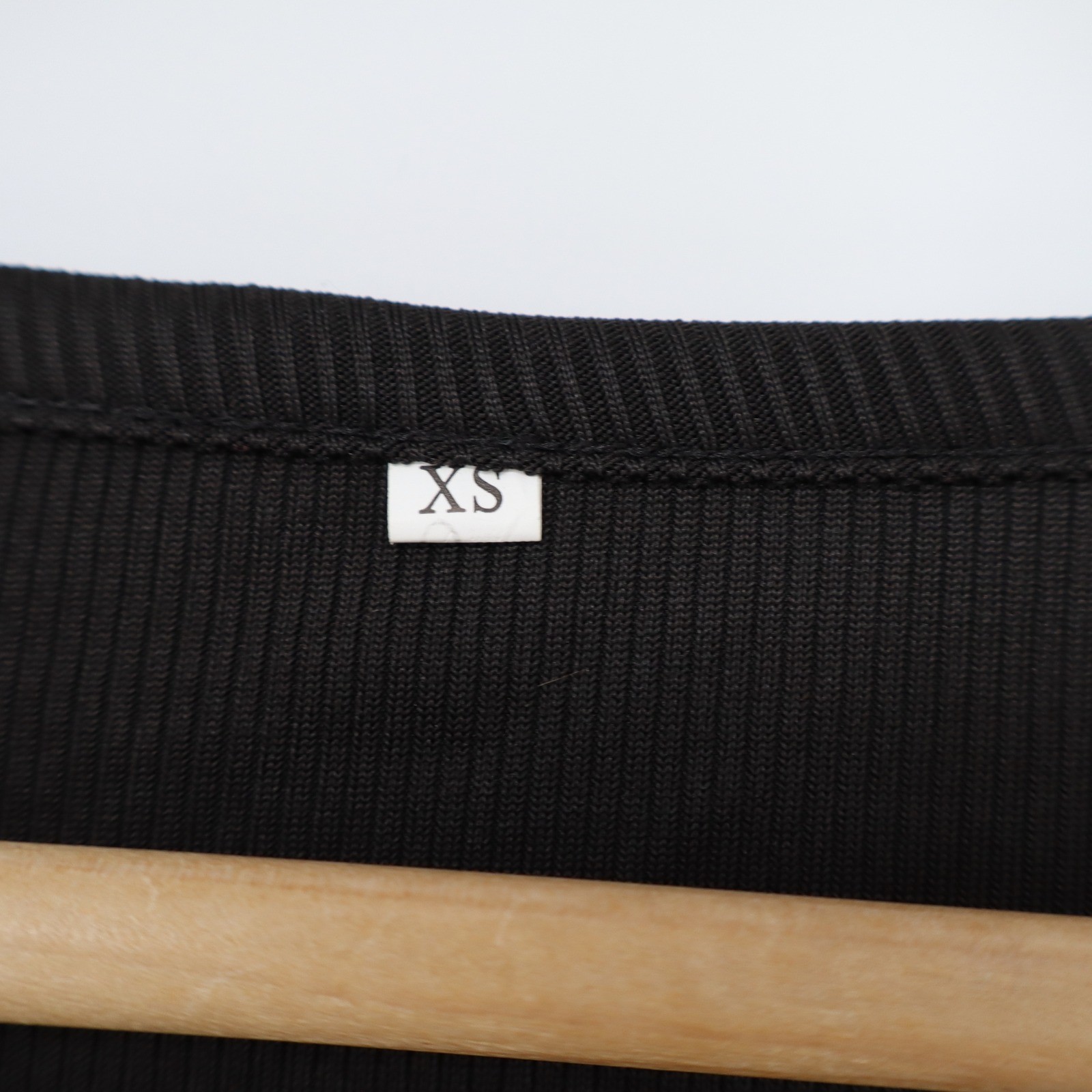 Black Ribbed Long Sleeve Crop Top Square Neck Slim Fit XS