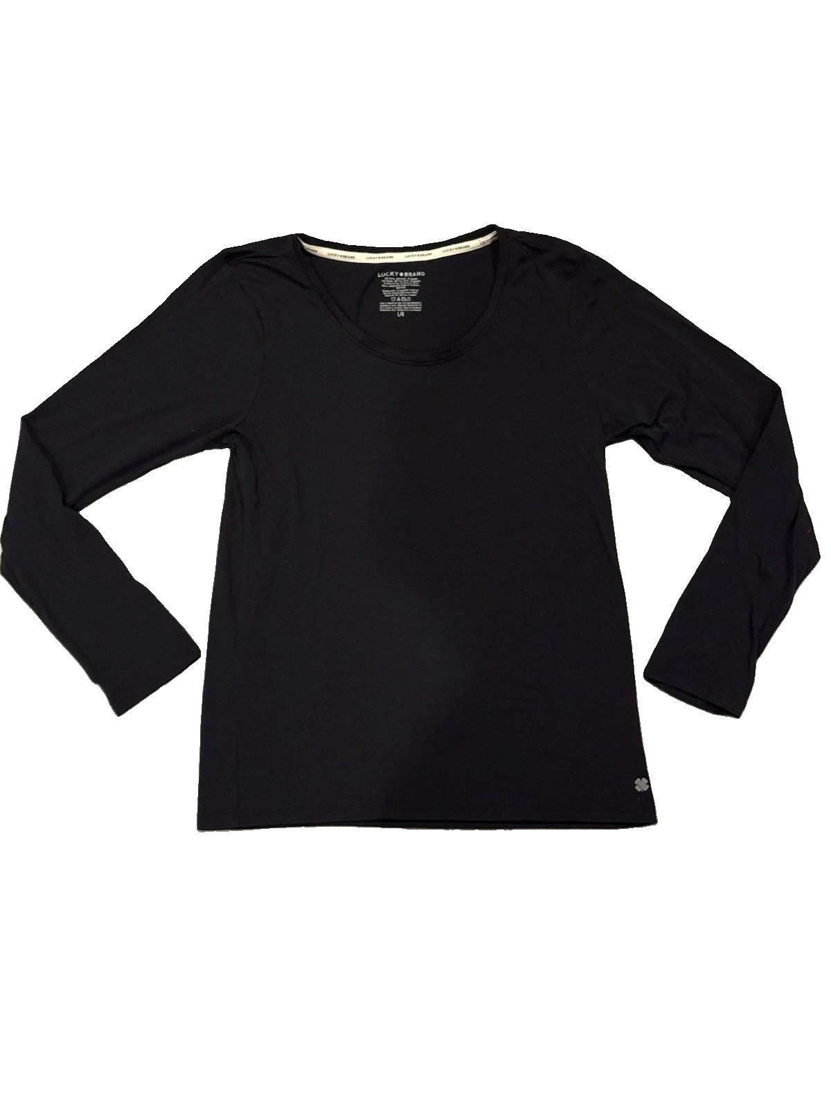 Lucky Brand Womens Large Black Long Sleeve Scoop Neck Stretch Modal Tee Top