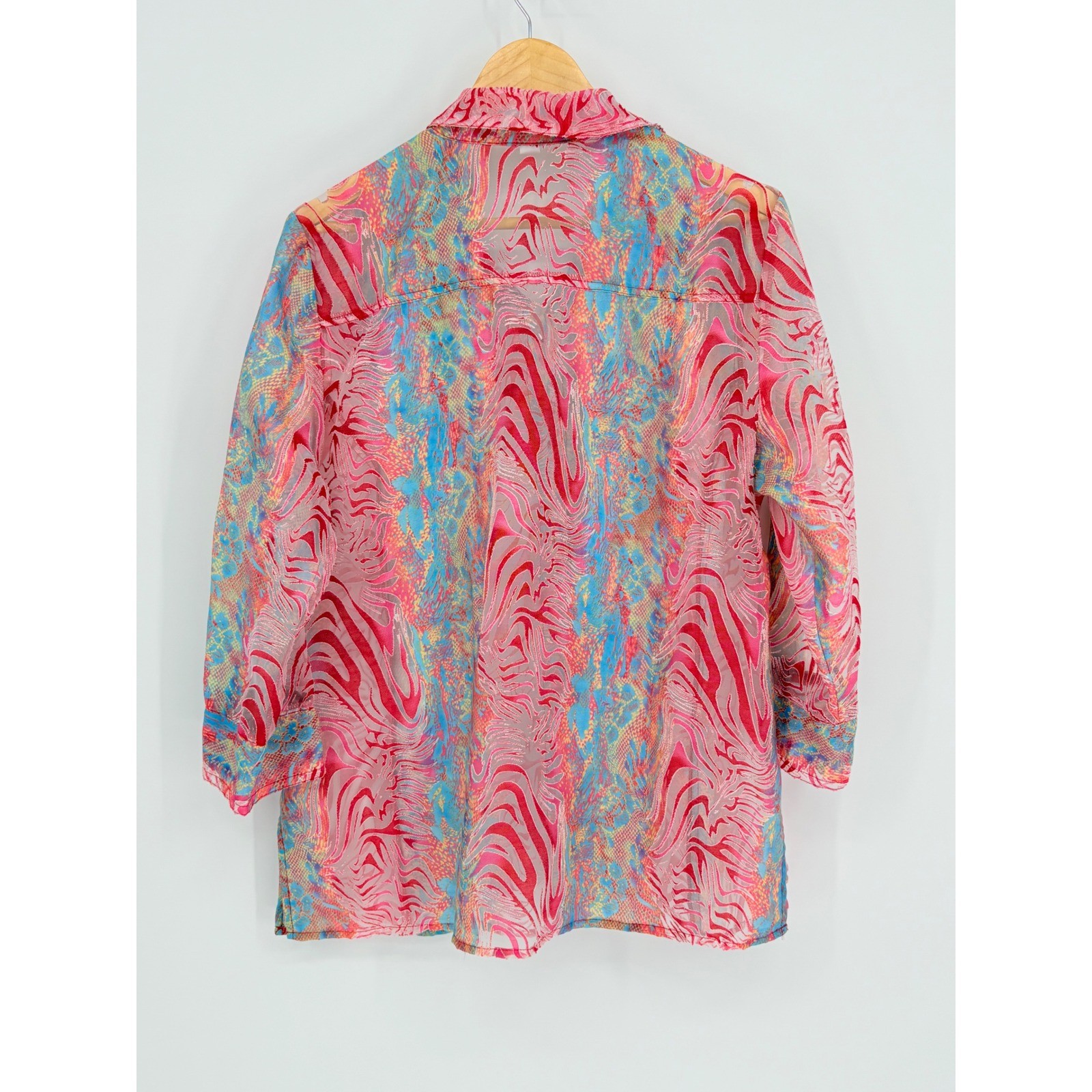 Erin London Womens Large Abstract Watercolor Print Burnout Blouse Artsy Boho