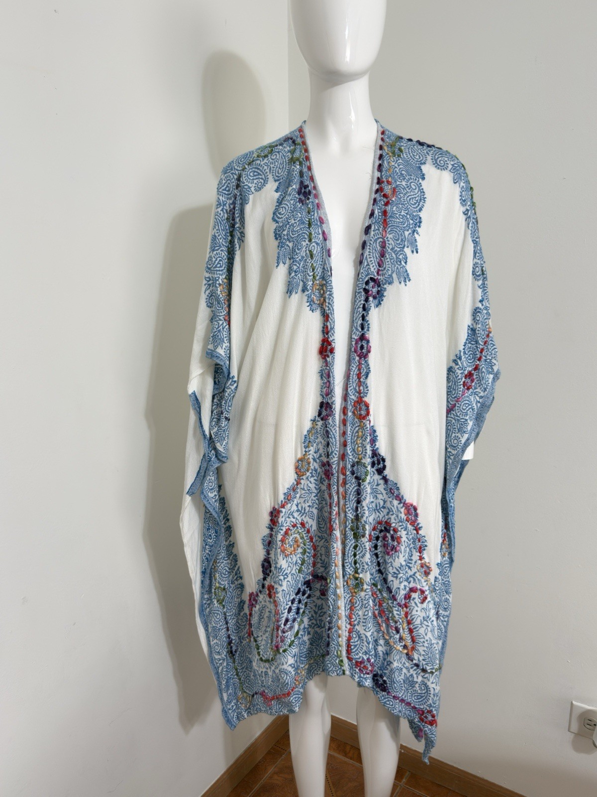 Women’s Bohemian Paisley Kaftan Embroidered Tunic Oversized Resortwear One Size
