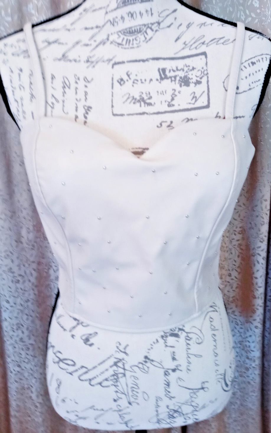 Say What? Spaghetti Straps Flesh & Studs Zippered Corset Bustier Top Size L