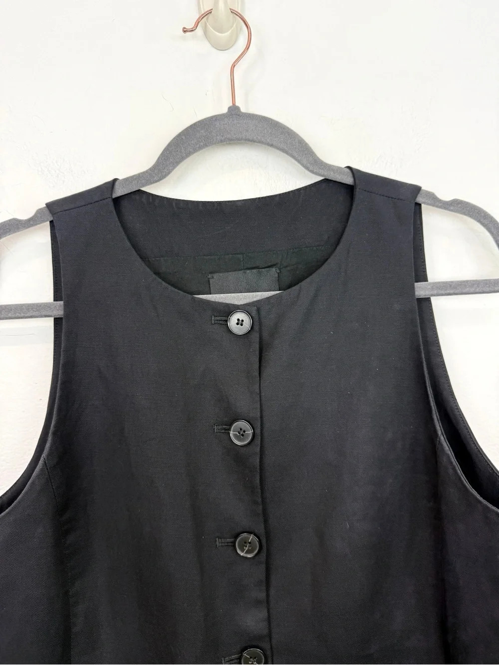 Madewell Crewneck Cutaway Vest In Drapey Twill Black Size 10