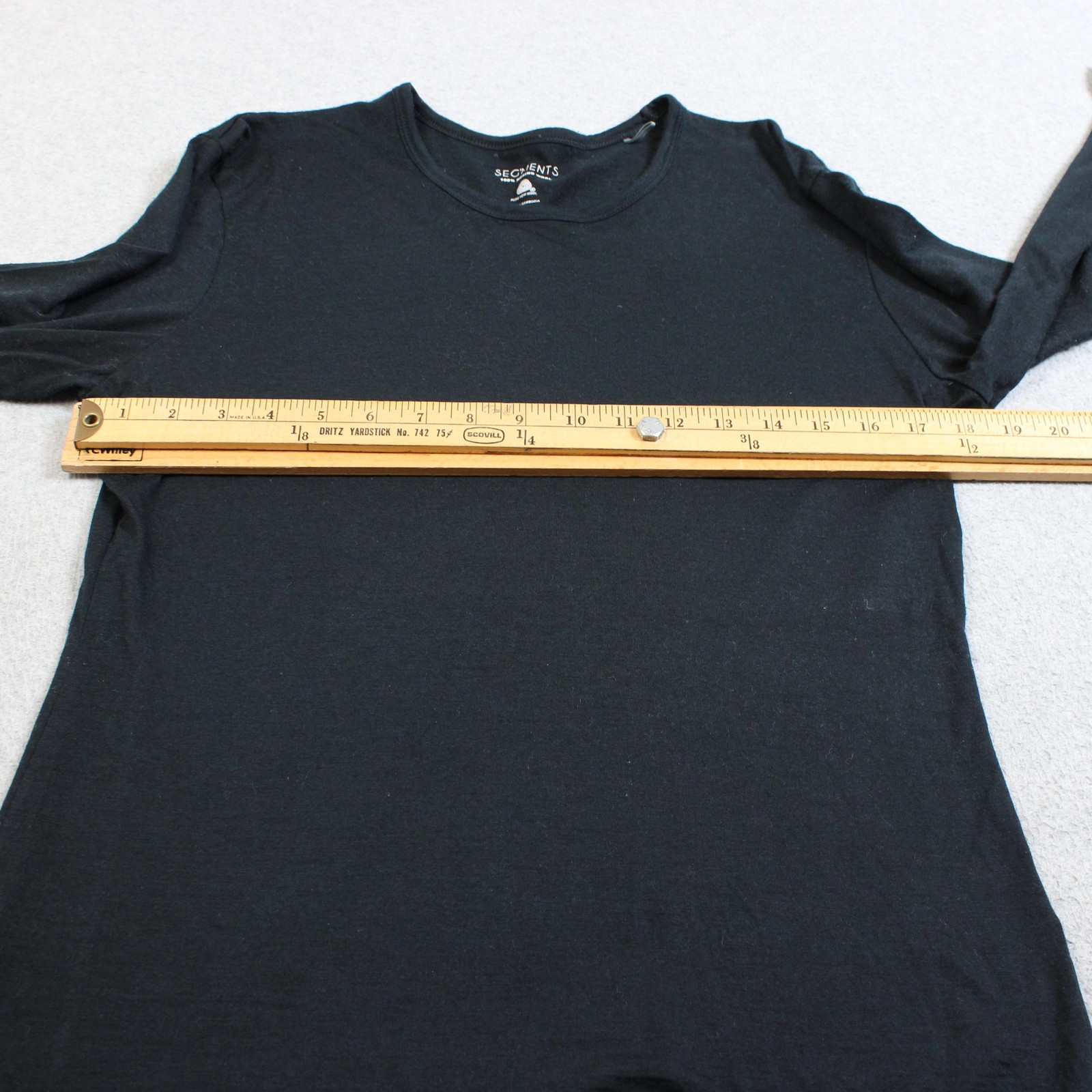 SEG’MENTS Merino Wool Shirt Womens Large Black Long Sleeve Lightweight Layer
