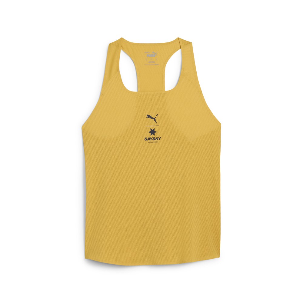 PUMA X Saysky Crew Neck Athletic Tank Top Womens Yellow Casual Athletic 526838