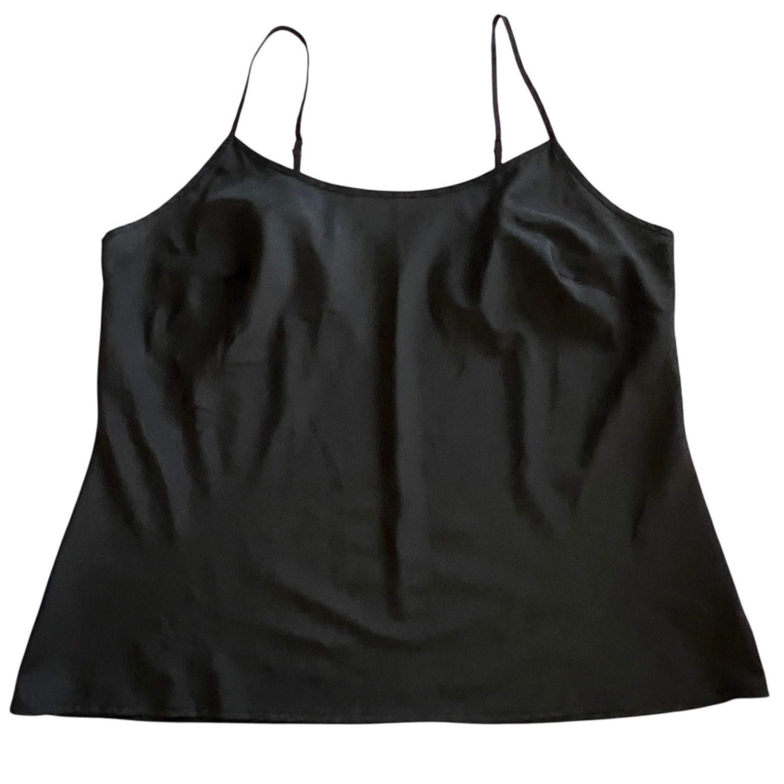 Black Camisole Women 2X Adjustable Spaghetti Strap Scoop Neck Top Lightweight