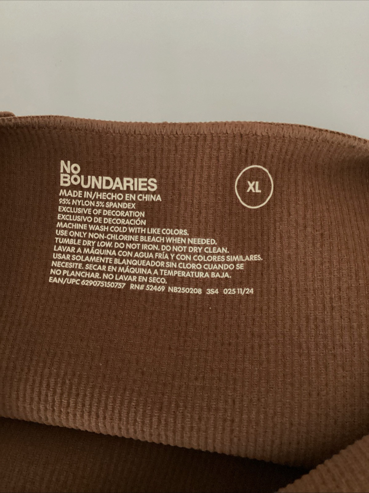 NOBO NO BOUNDARIES BROWN LETTUCE EDGE RIB KNIT CROP CAMI Sz. Jr. XL*