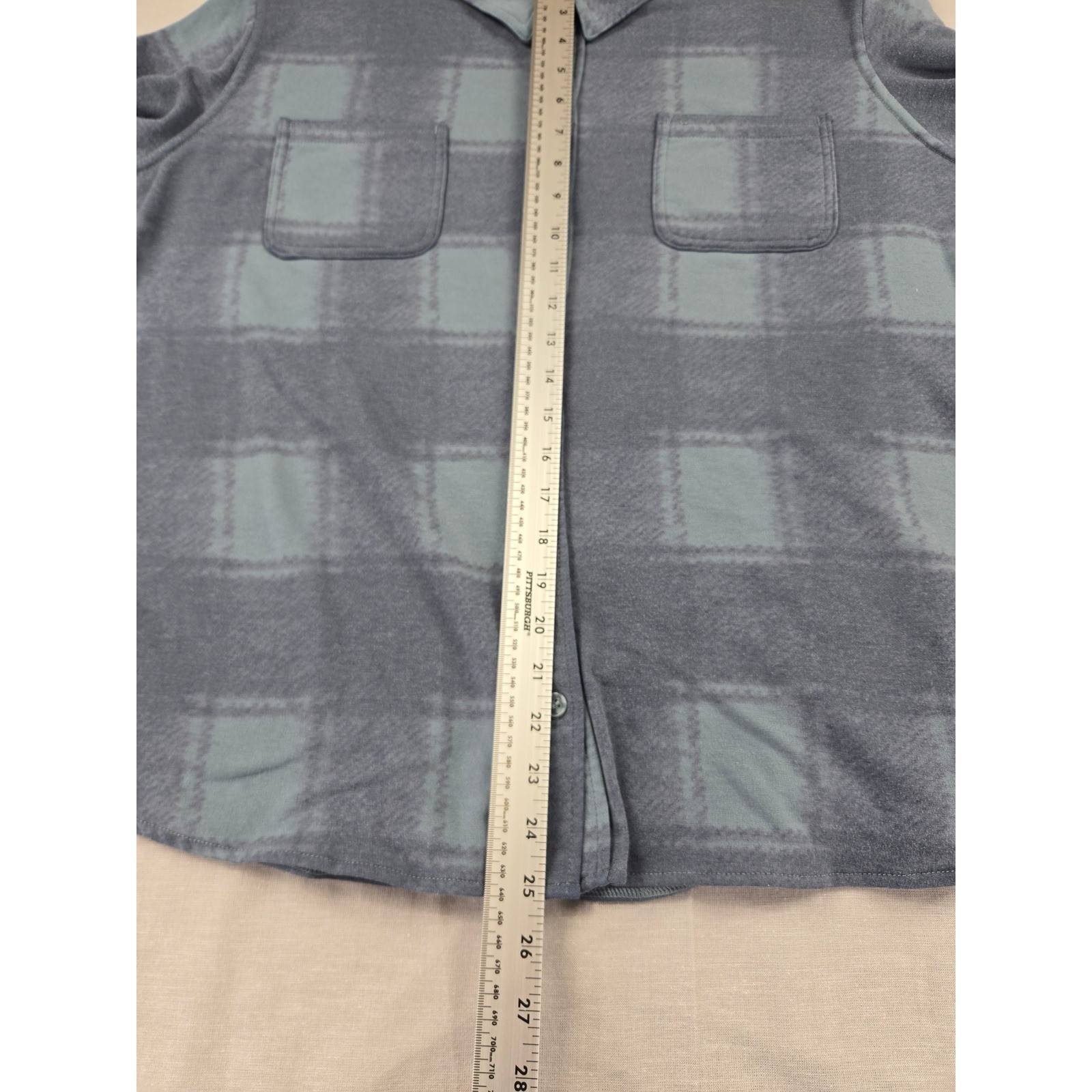 32 Degrees Heat Womens XL Blue Plaid Fleece Button Up Shirt Shacket RN 165550
