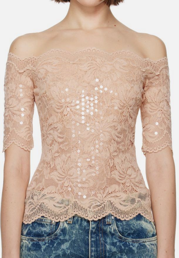 Paco Rabanne Women’s Beige Sequin Blouse Top Size 36