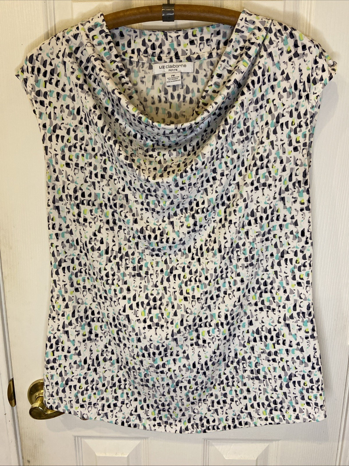Liz Claiborne Petite Ladies Size PM Dressy Cowl Neck Sleeveless Blouse EUC