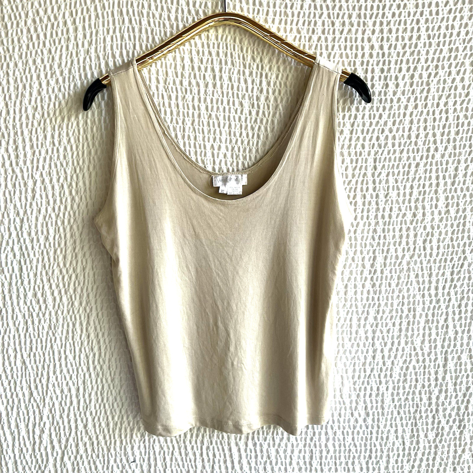 100% Silky Jersey Shell Tank Top XL Khaki Vera Crvtina for Shekou Silk Hand Wash