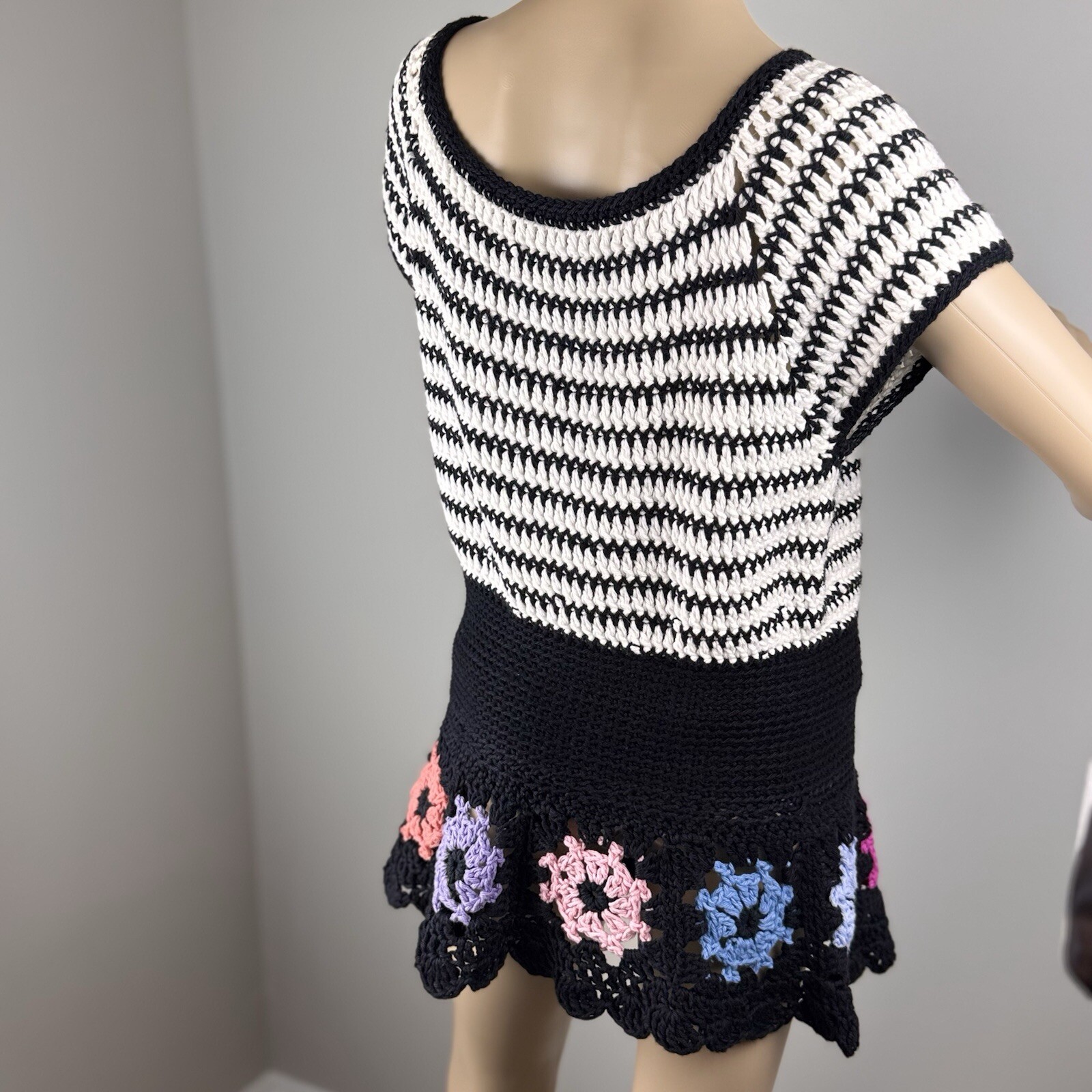 hand made blouse crochet For Women’s Size M/L Short Sleeve Colorful Boho Fairy