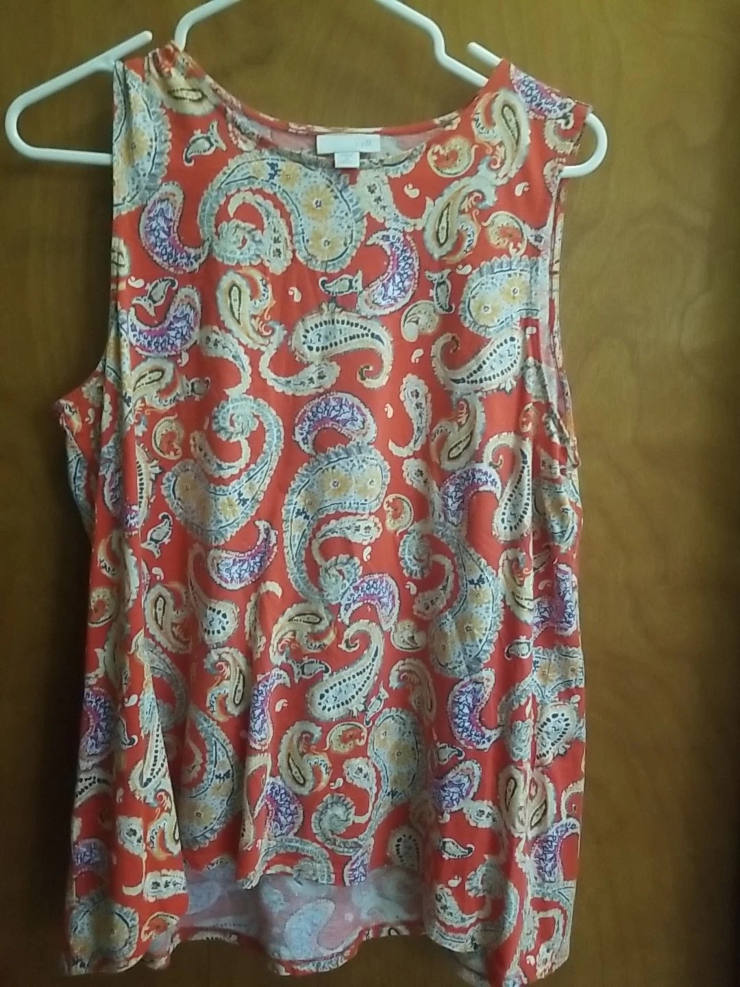 J. Jill Top Sleeveless Orange Print Tank Cotton Rayon Women’s SZ MP
