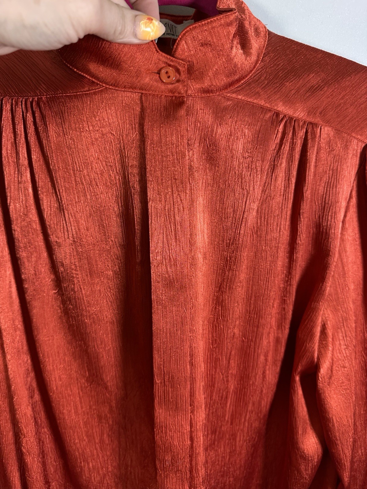 Vintage Satin Bow Tie Blouse Size 14-16 Planet