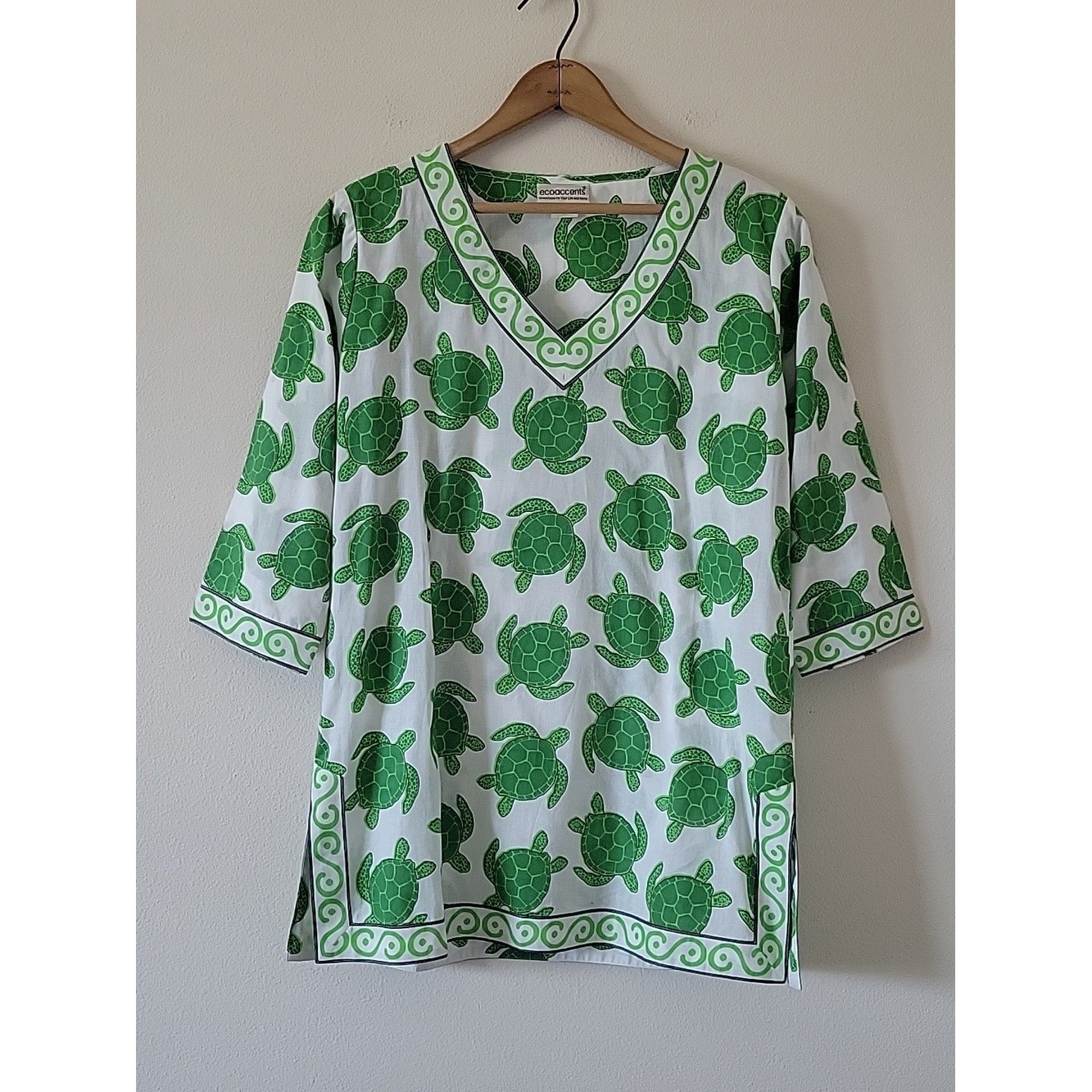 Ecoaccents Turtle Print Cotton Tunic Size Small