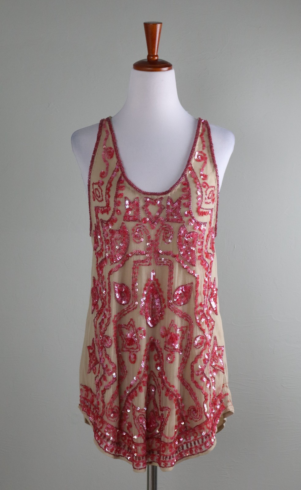 CALYPSO ST. BARTH NEW Mesh Sequin Beaded Embellished Tank Top Size Small