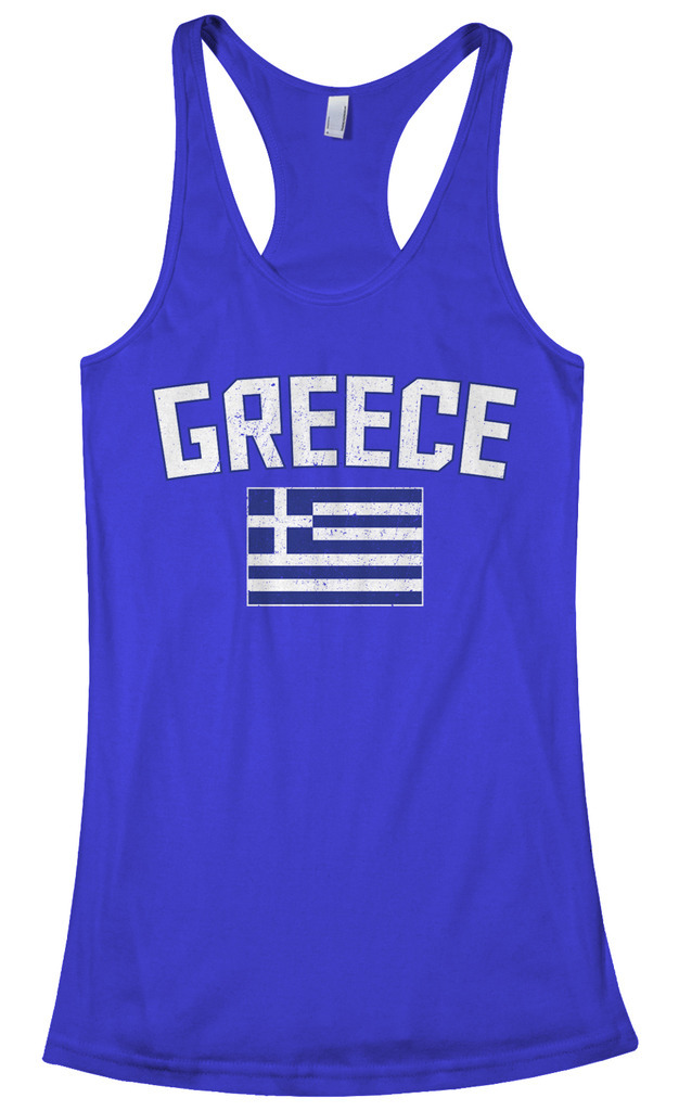 Threadrock Women’s Greece Flag Racerback Tank Top Athens Greek Europe Pride
