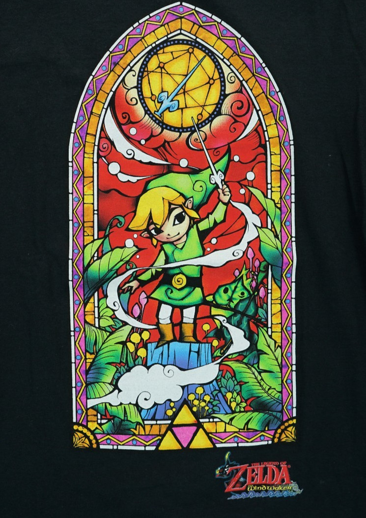 NWT The Legend of Zelda Windwaker Link Glass Window Black T-Shirt Size XL Young