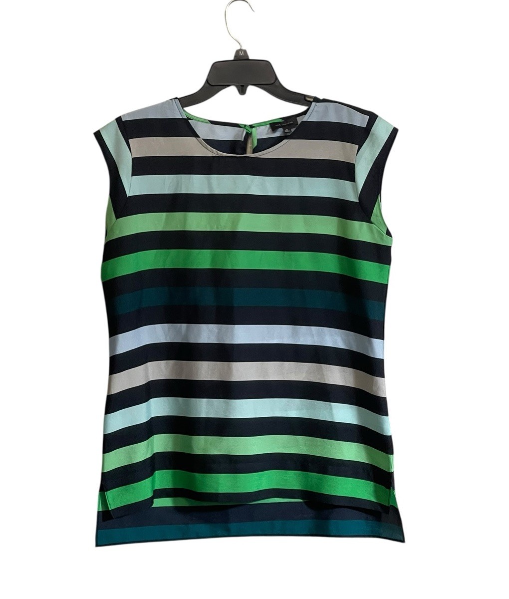 The Limited Med Women’s Navy Green Sleeveless Top Blouse Career Layering Capsule