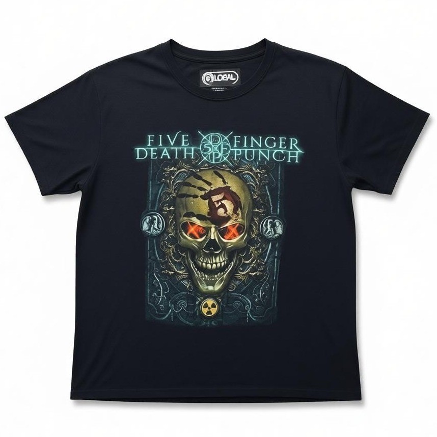 Five Finger Death Punch Skull Graphic Shirt Large Music Grunge Gothic Metal Rock
