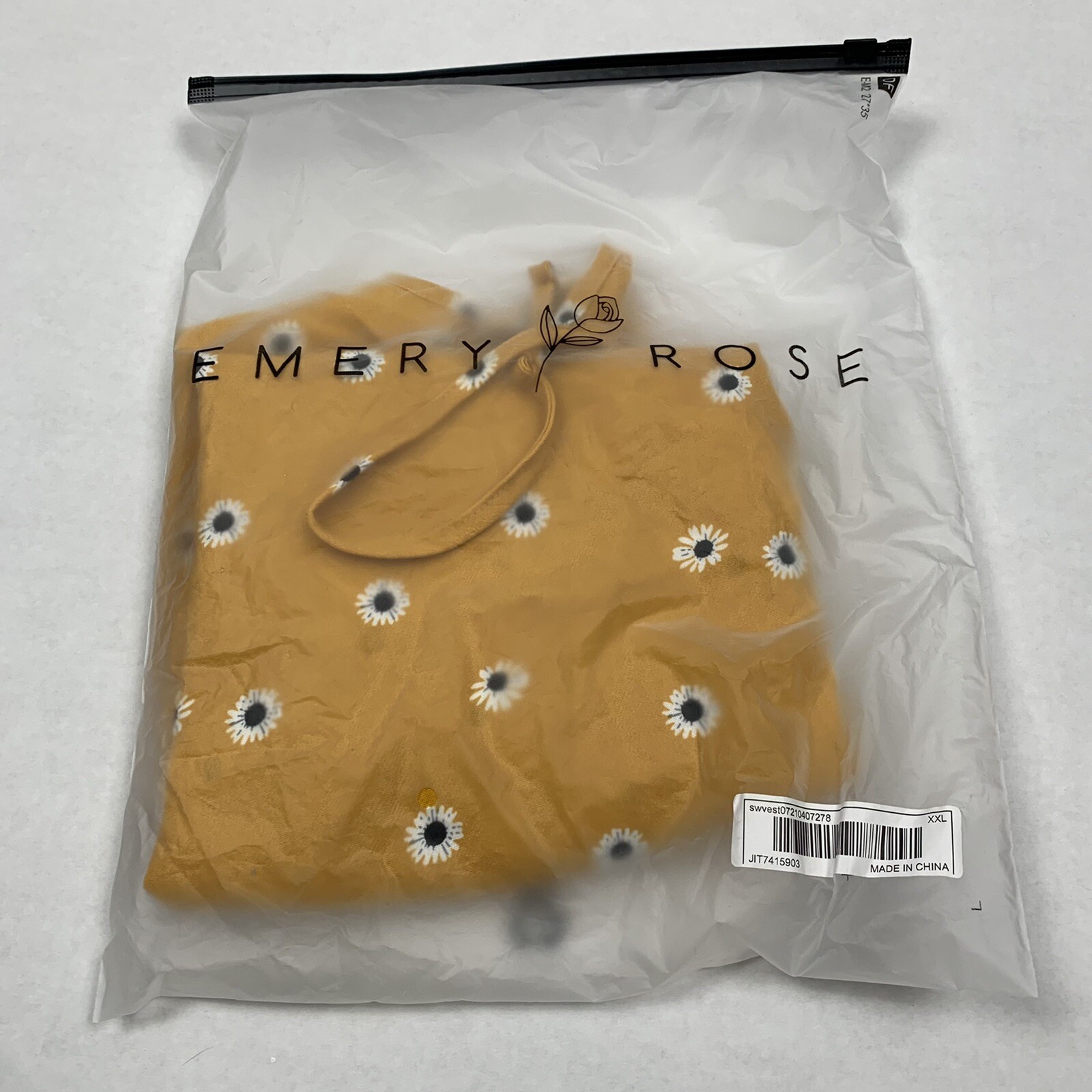 Emery Rose Women’s Adjustable Spaghetti Strap Daisy Print Yellow Tank Top XXL