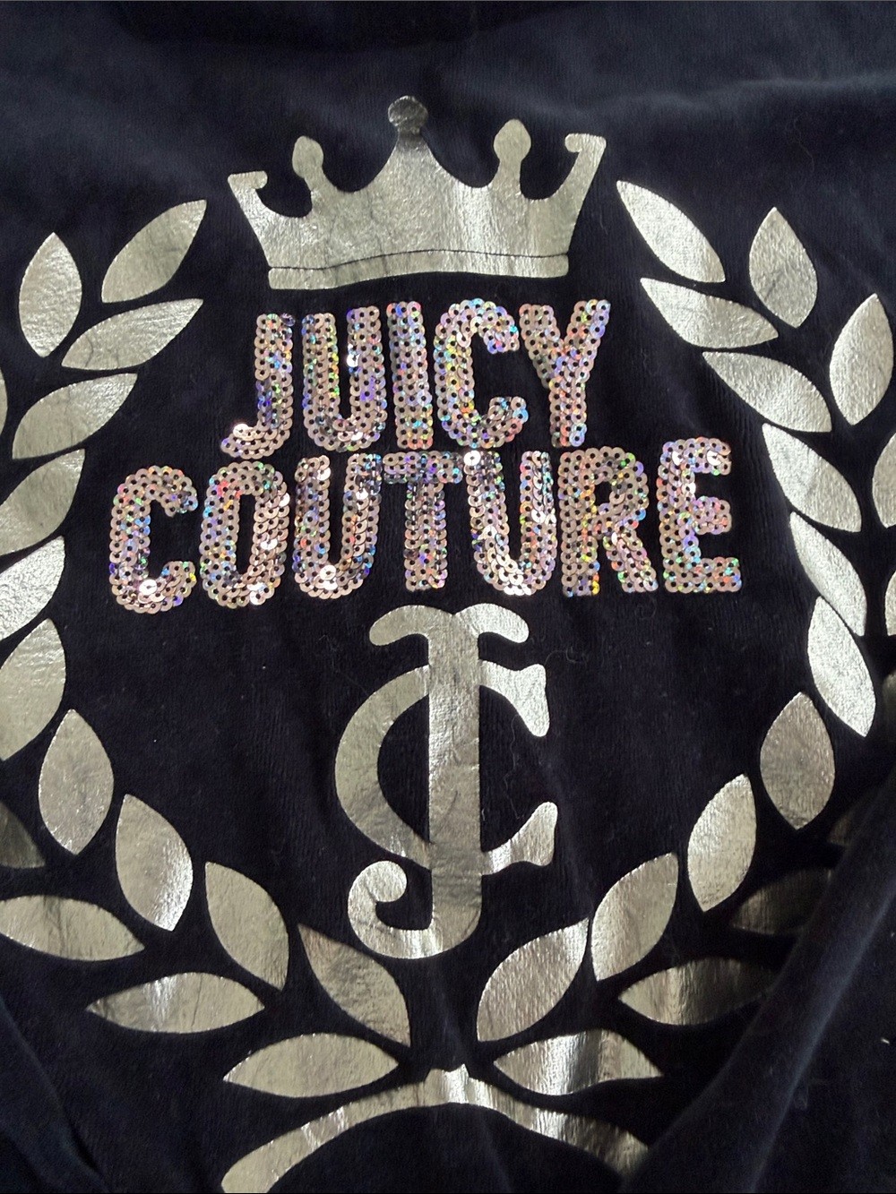 NWOT Juicy Couture Black Velour Zip-Up Hoodie Jacket