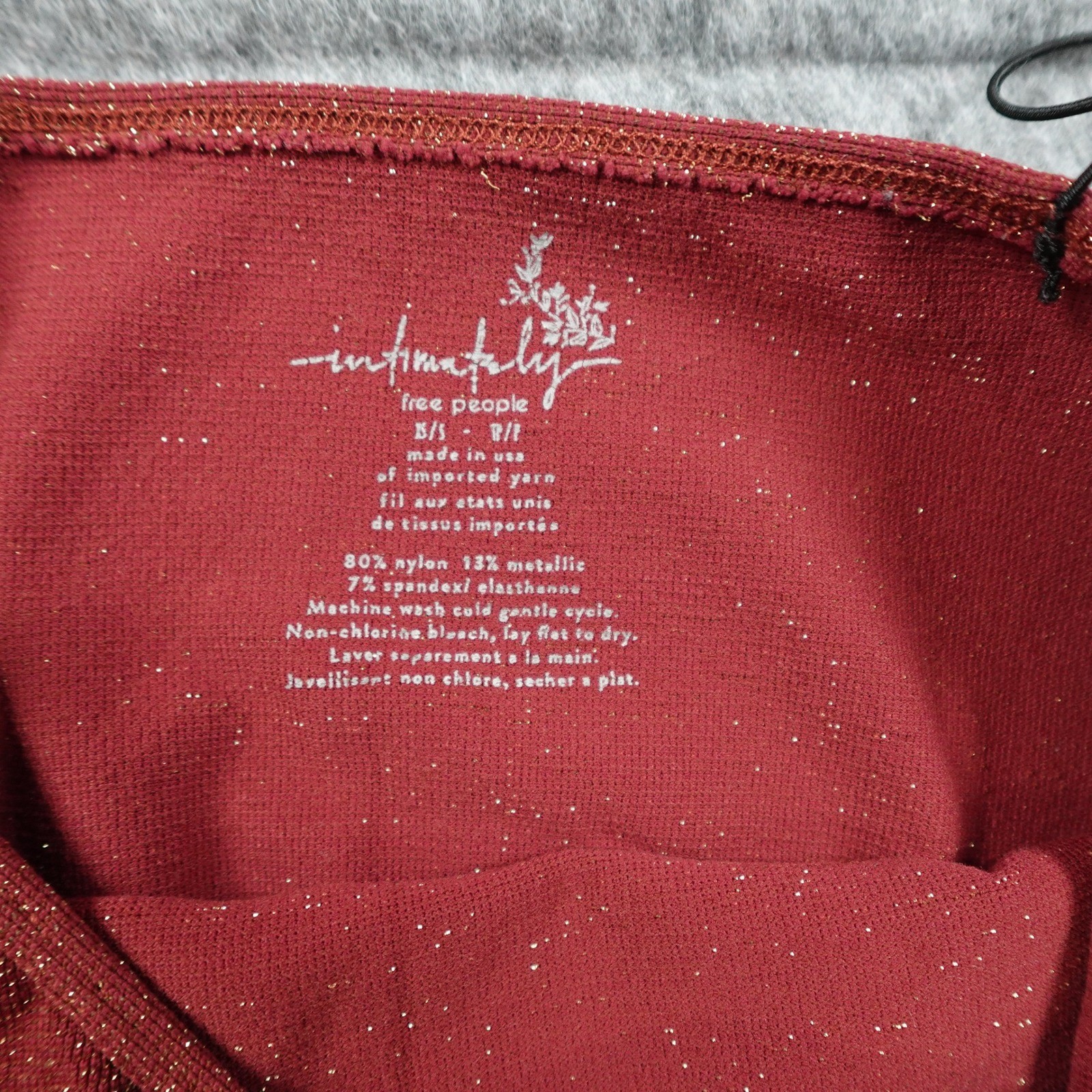 Free People Top Women S/M Red Metallic Shimmer VNeck Spaghetti Strap Cami Brami