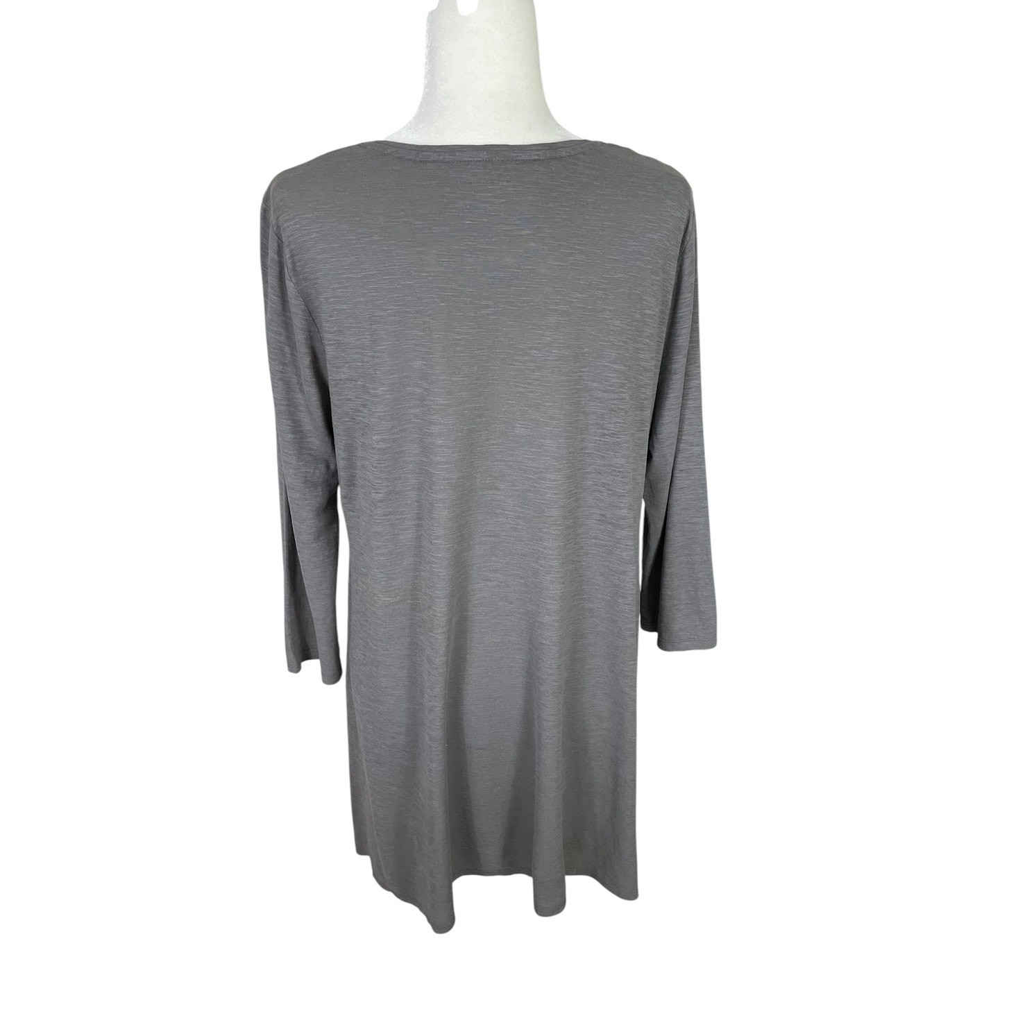 Eileen Fisher Hemp Organic Cotton Tunic Top Taupe Large Minimalist Lagenlook