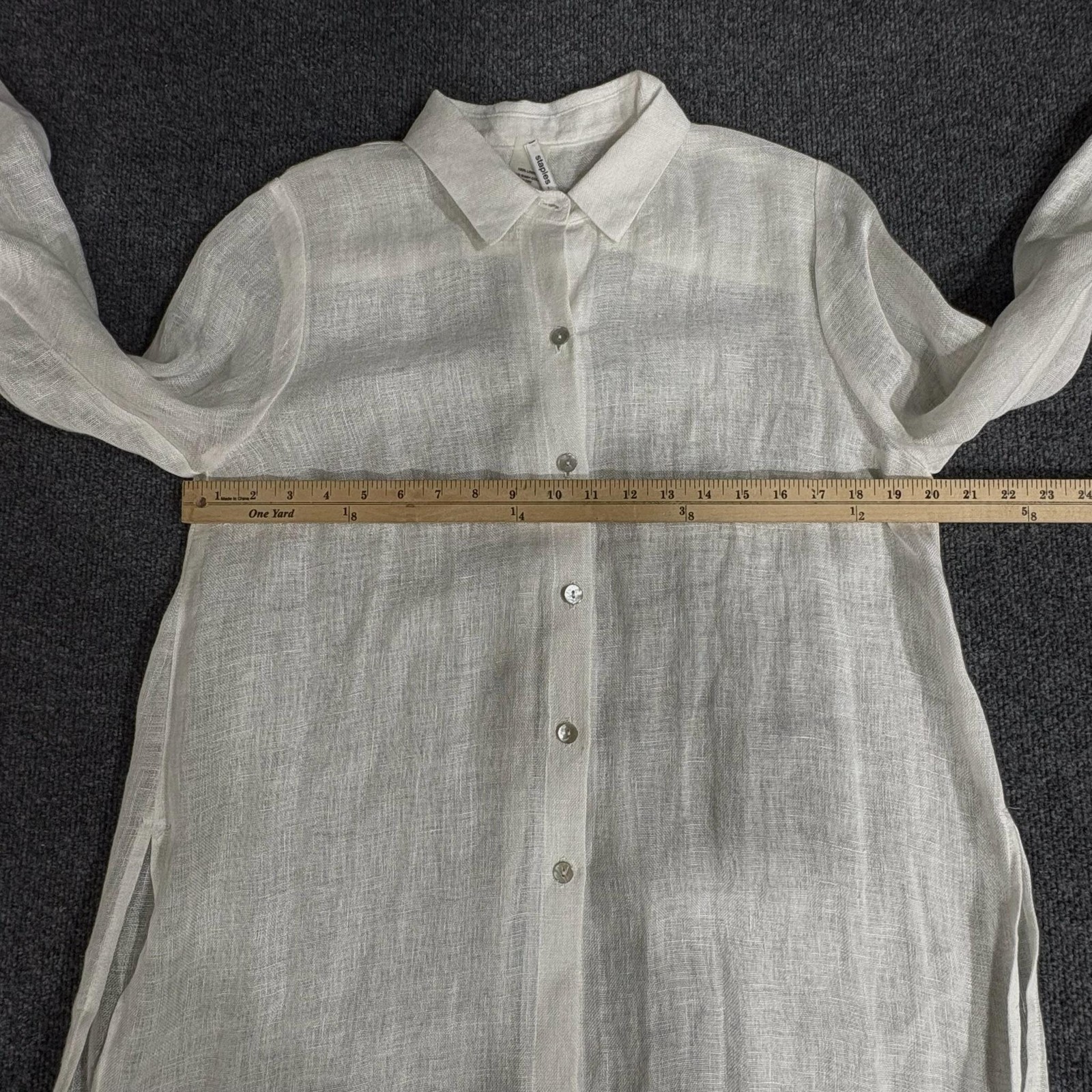 Staples Los Angeles Shirt Womens XS White Linen Button Front Tunic Top