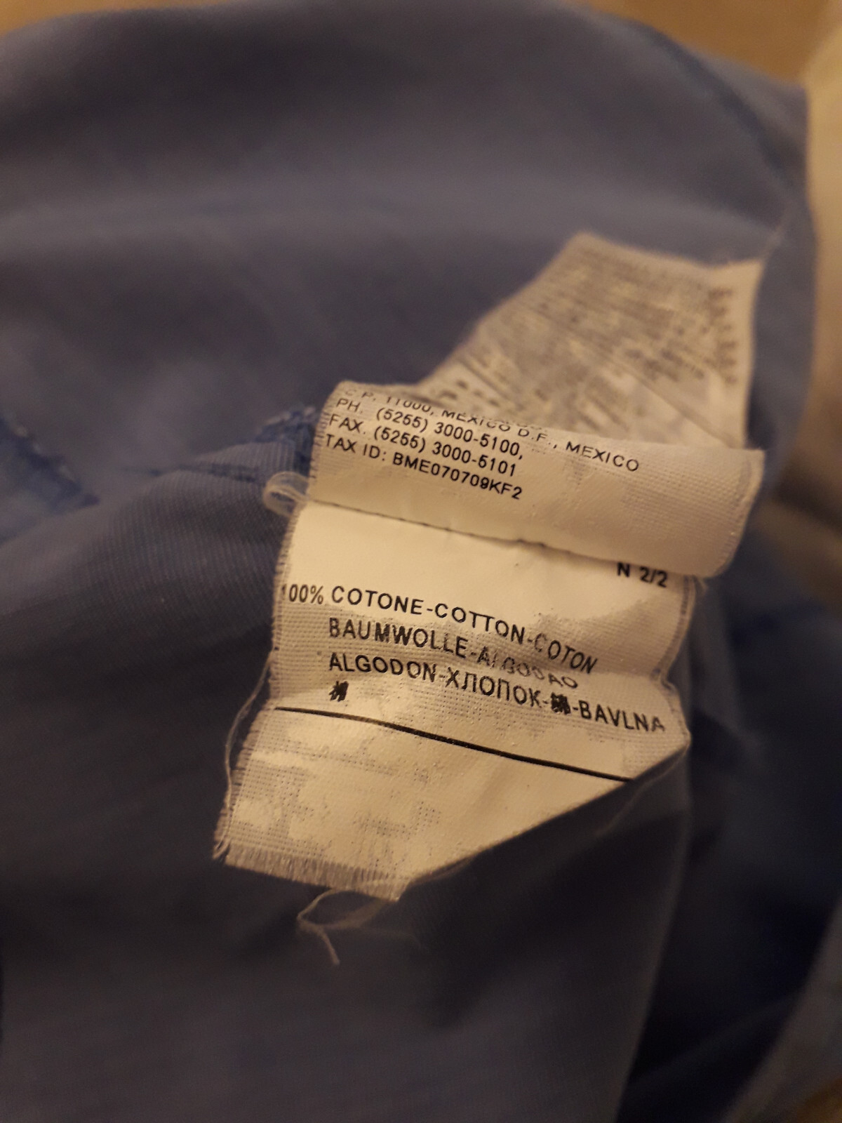 BENETTON XS COTTON THIGH LONG TUNIC /SHIRT/ BLOUSE LONG SLEEVES BLUE