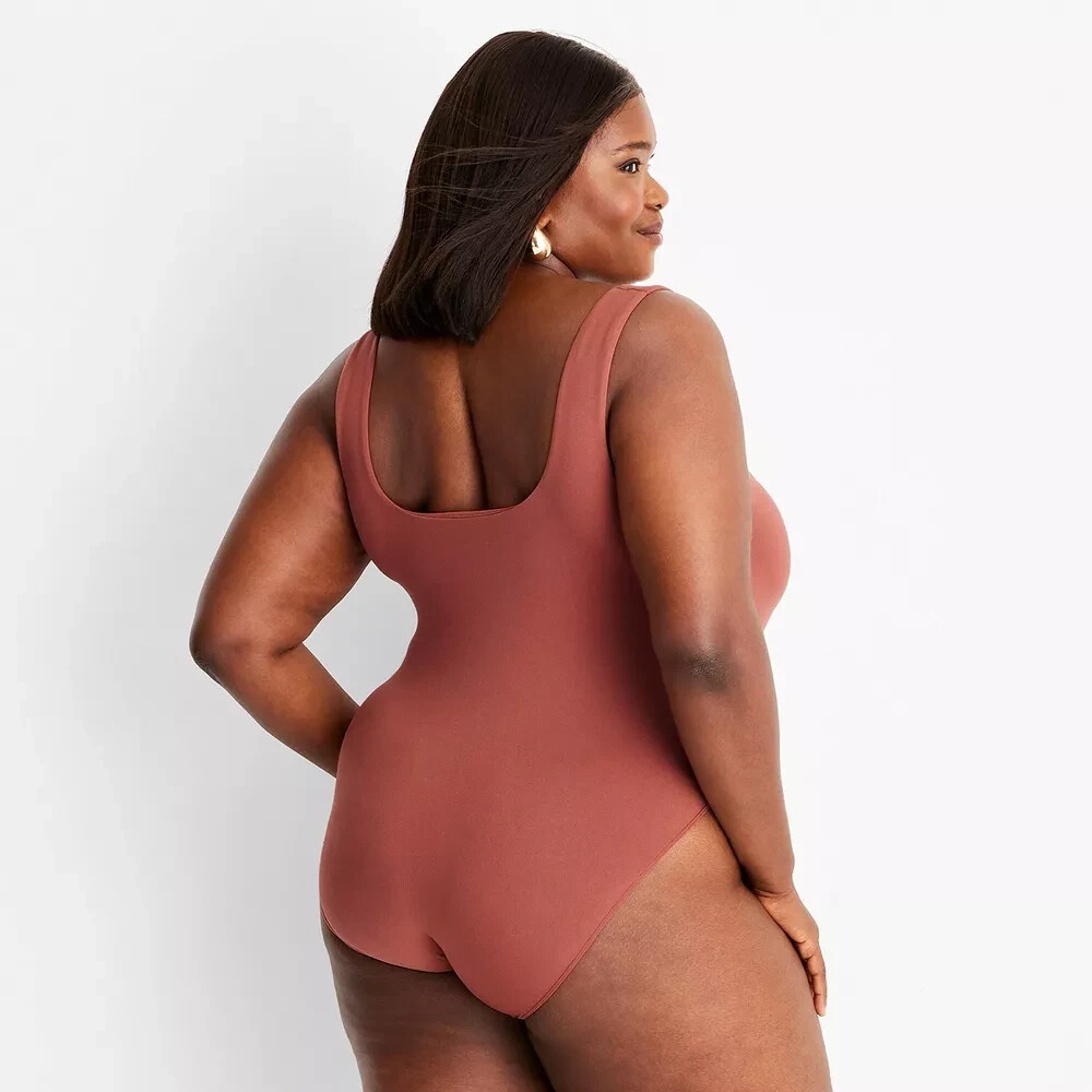 A New Day Women’s Seamless Tank Bodysuit Plus Size 2X Brown Rust