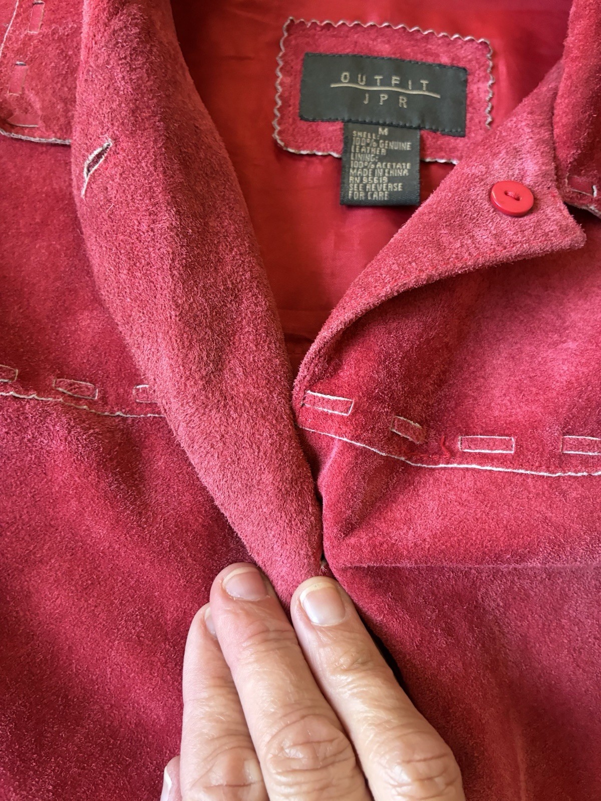 Vintage Red Genuine Suede Leather Shirt Jacket Women’s M Retro Western Boho 90s