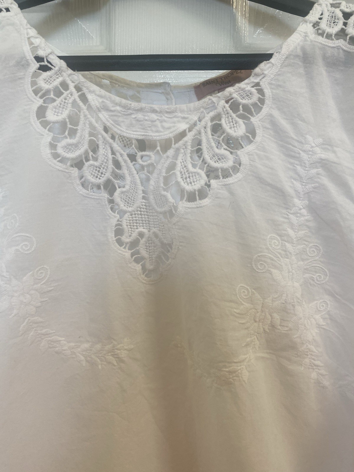 Vintage Women’s XL White Lace Detailed Button Down Blouse Y2k 90’s floral Unique