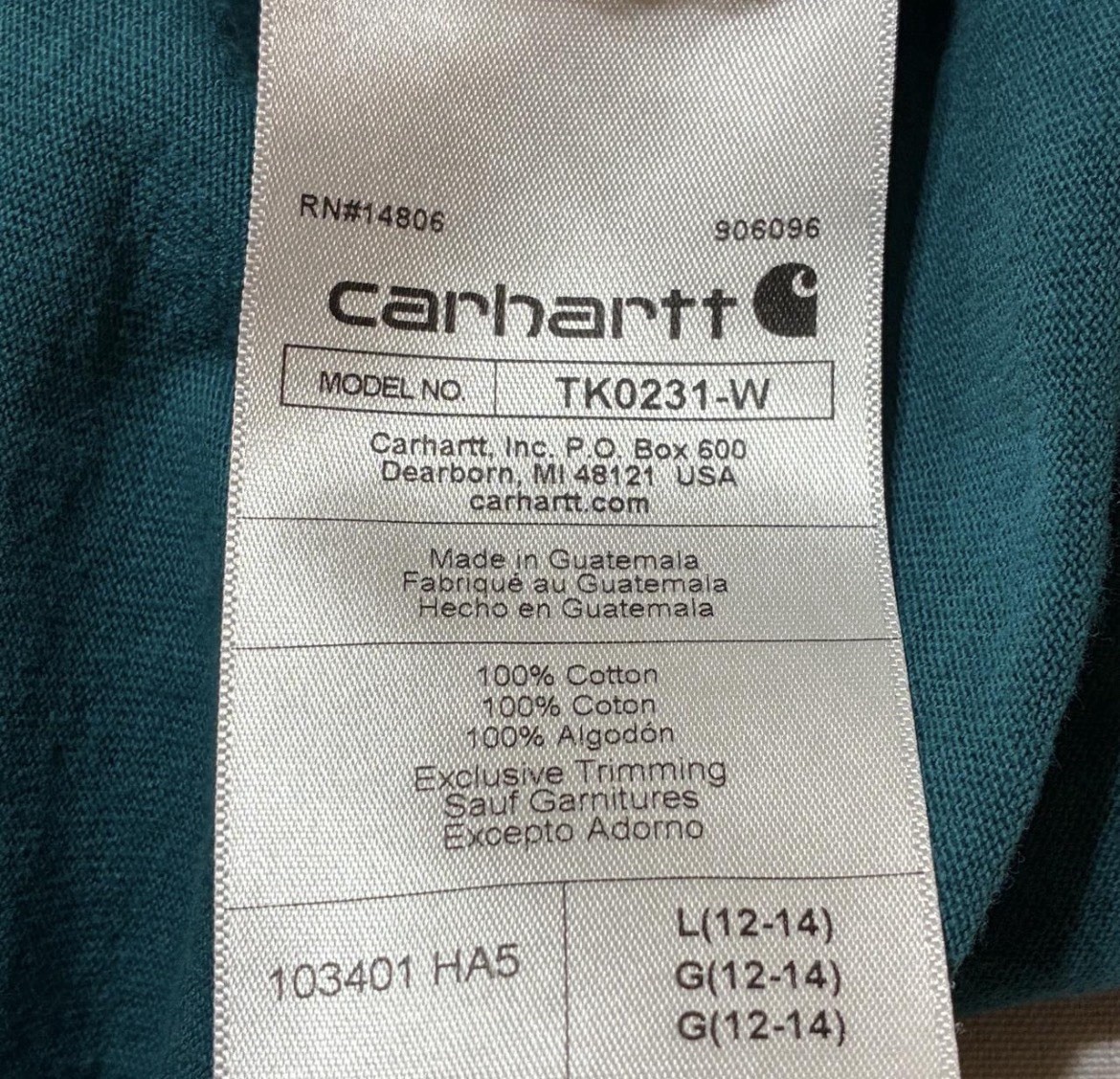 Carhartt Women’s Large Loose Fit Shirt Teal Green Long Sleeve Logo Gorpcore