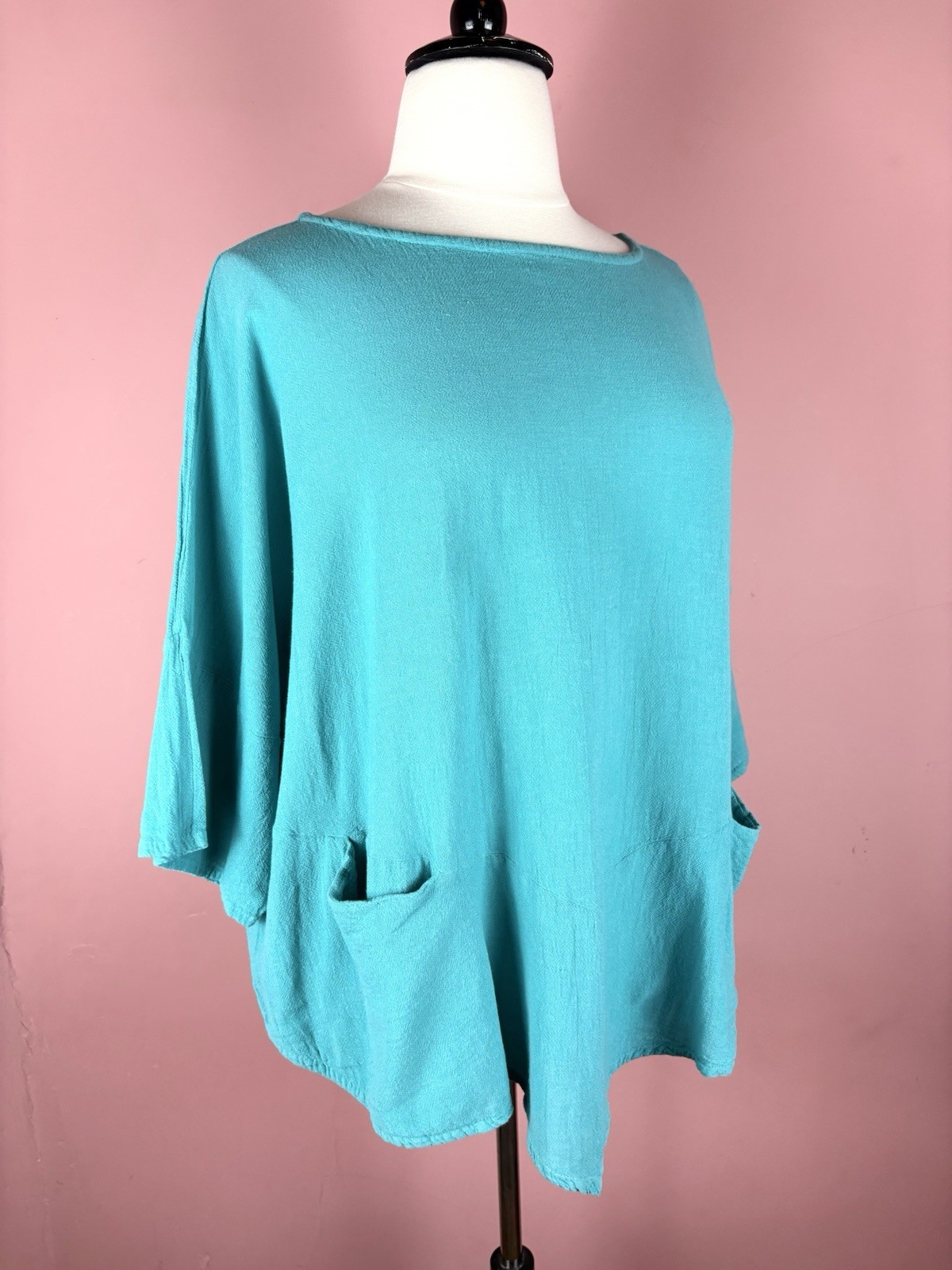 Oh My Gauze Tunic Top Boho Beach Lagenlook Travel Turquoise OS Fits 1X 2X 3X