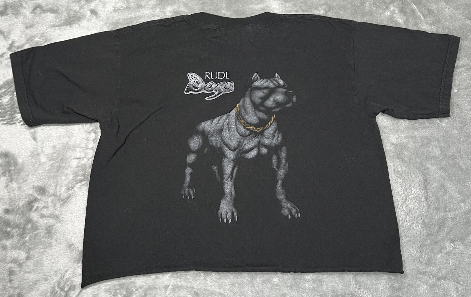 Rude Dogs Shirt Women Size Large Pitbull Streetwear Chola Nutmeg USA Cropped