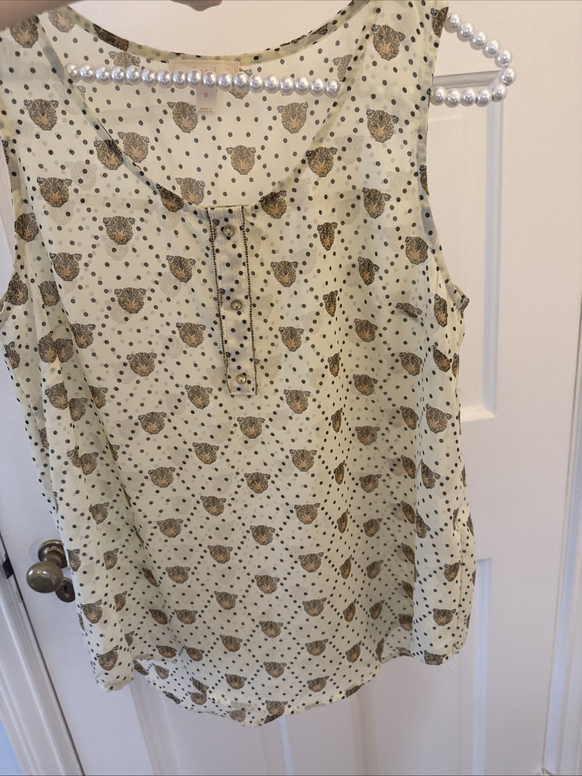 Pearl Brand Trendy Leopard Tank Camisole Blouse, Size small, Summer